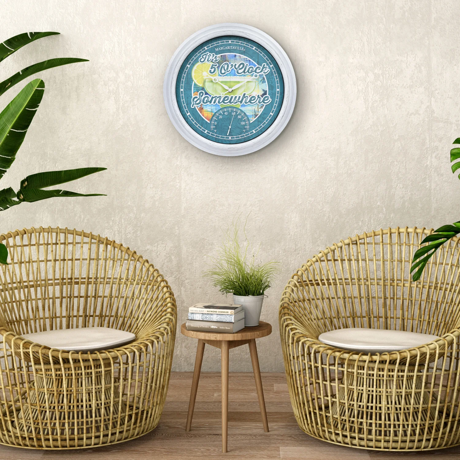 433-3841MV7T 15.75-inch Margaritaville Indoor/Outdoor Wall Clock w/ Temperature - Image 5