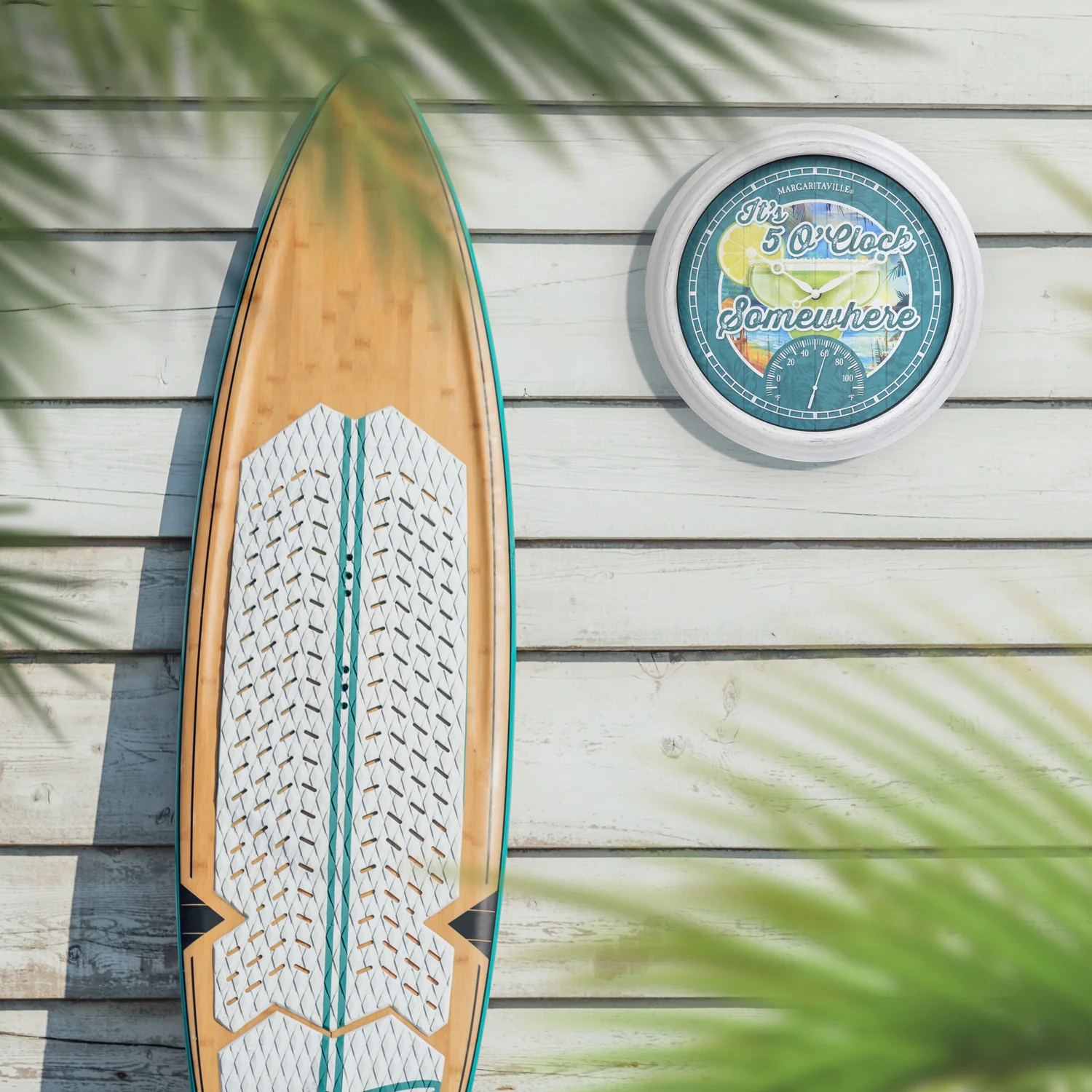 433-3841MV7T 15.75-inch Margaritaville Indoor/Outdoor Wall Clock w/ Temperature - Image 6