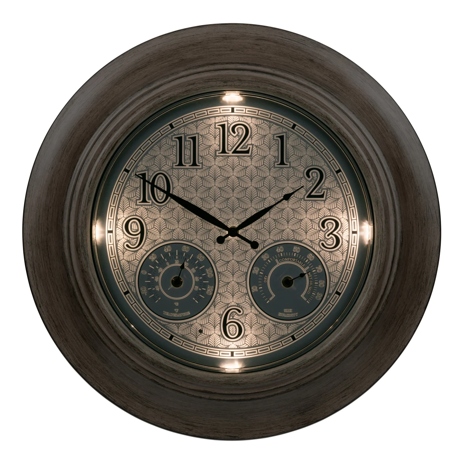 435-3256 21-inch In/Outdoor Wall Clock with Lighted Leaves - Image 3