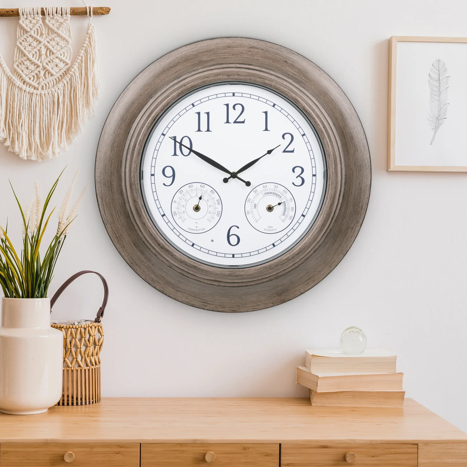 435-3256 21-inch In/Outdoor Wall Clock with Lighted Leaves - Image 6