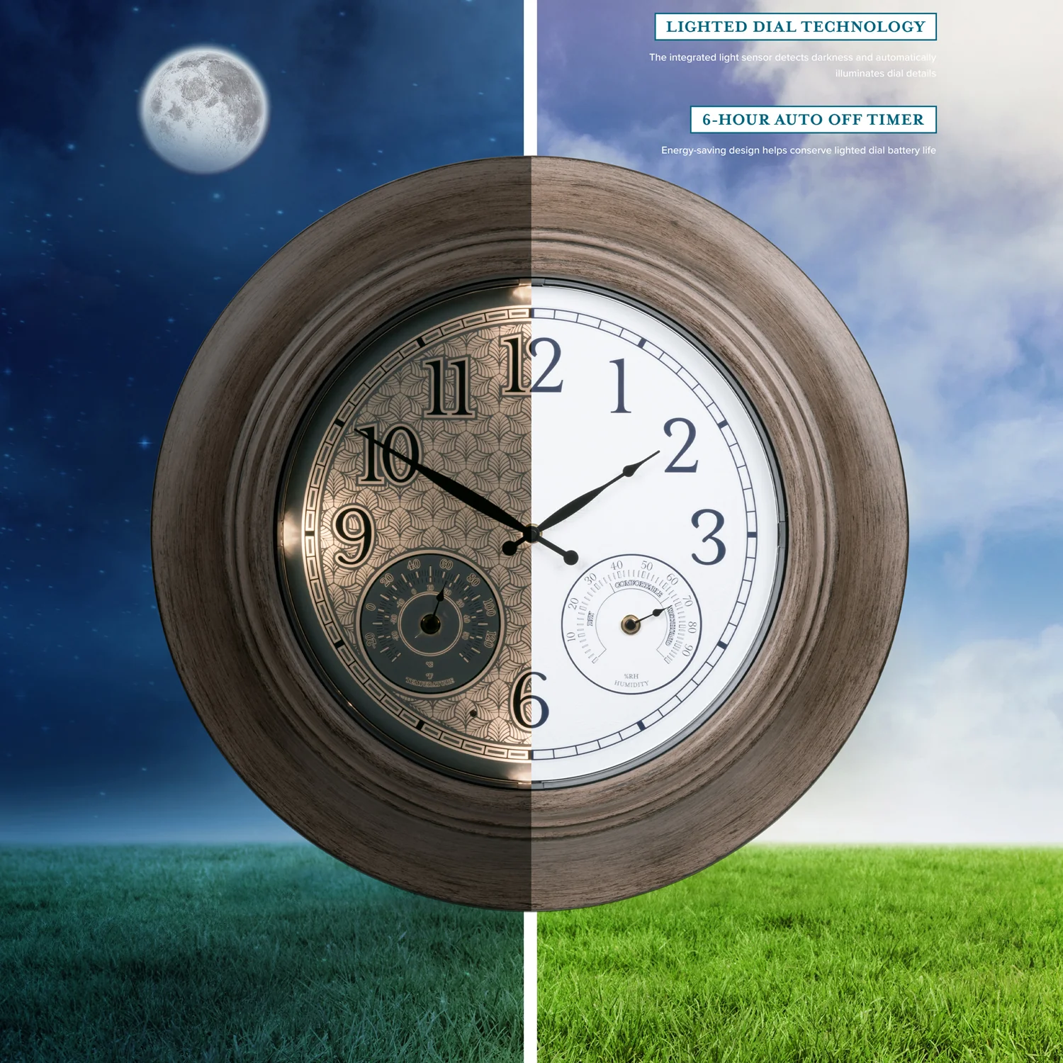 435-3256 21-inch In/Outdoor Wall Clock with Lighted Leaves - Image 9
