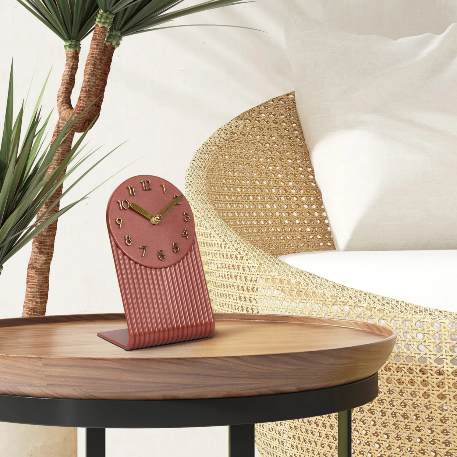 437-3015BR Grooves Tabletop Clock - Brick Red - Image 6