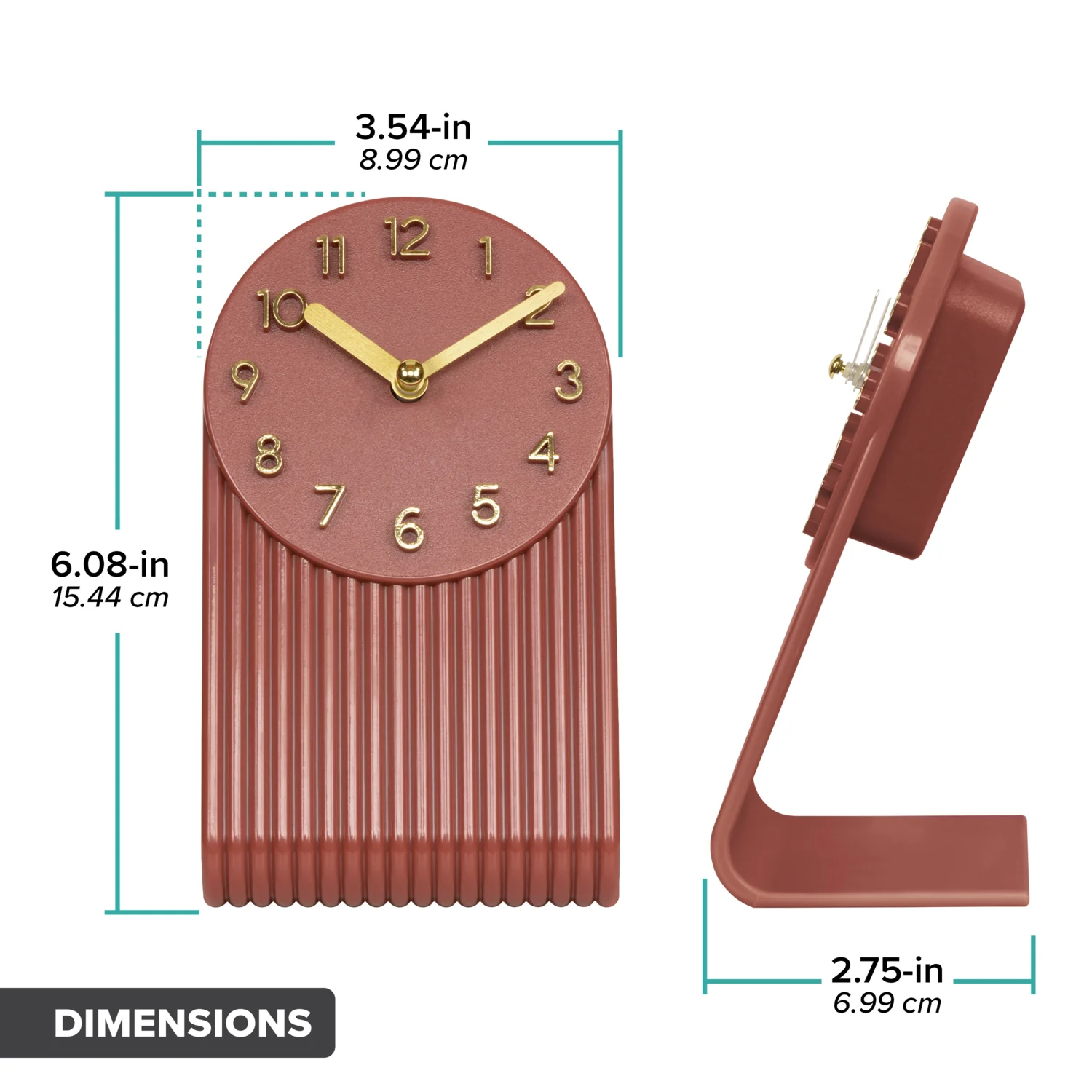 437-3015BR Grooves Tabletop Clock - Brick Red - Image 8