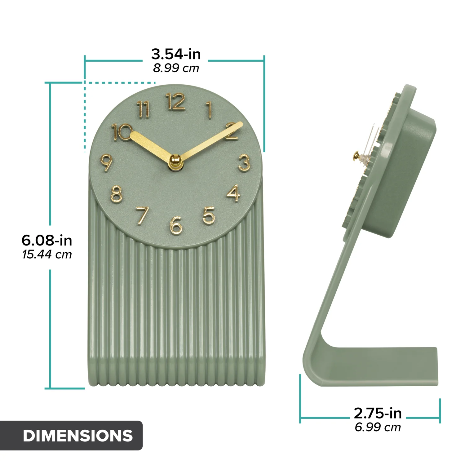 437-3015LS Grooves Tabletop Clock - Light Sage - Image 8