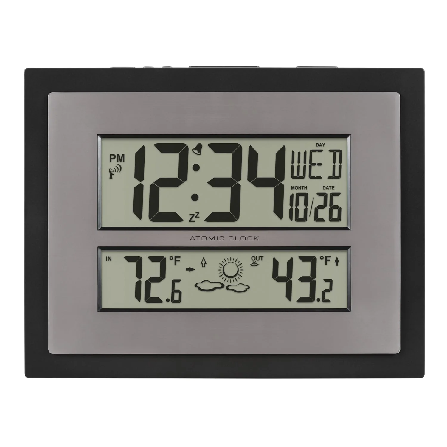 512-1422BK Atomic Digital Wall Clock