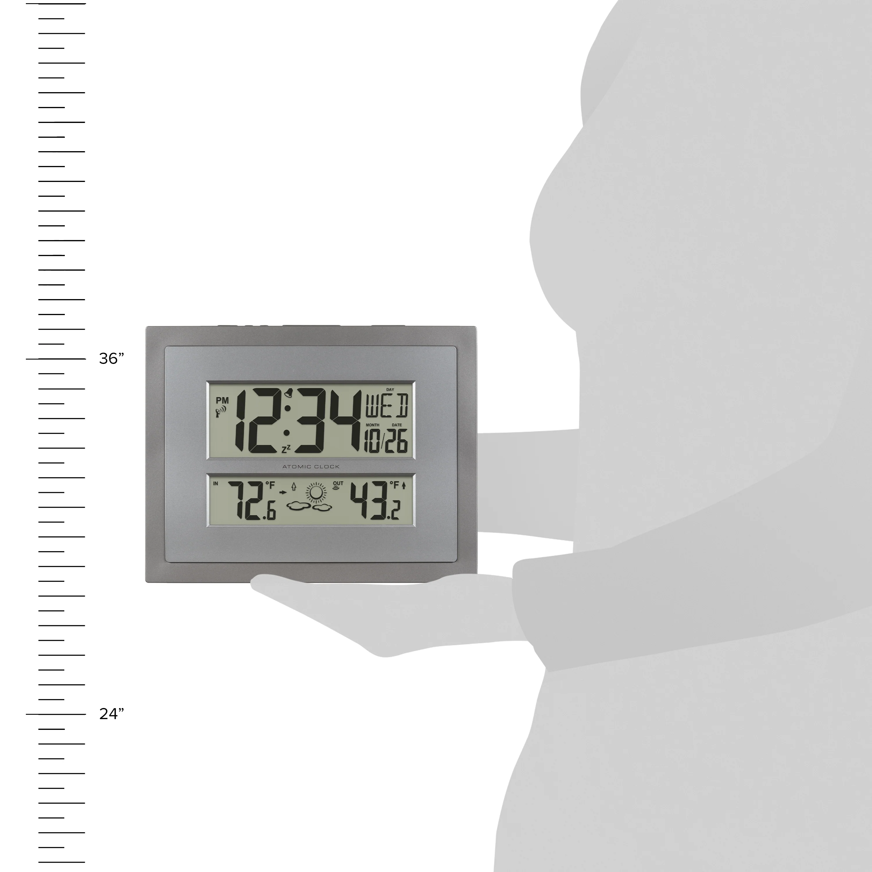 512-1422GRY Atomic Digital Wall Clock - Image 6