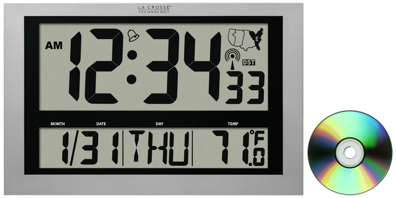 513-1211 Atomic Digital Wall Clock with Large 4 inch Time Display - Image 3