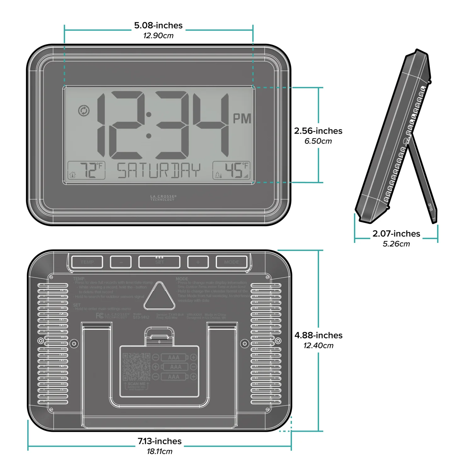 513-1412 Digital Clock with Indoor/Outdoor Temperature - Image 10