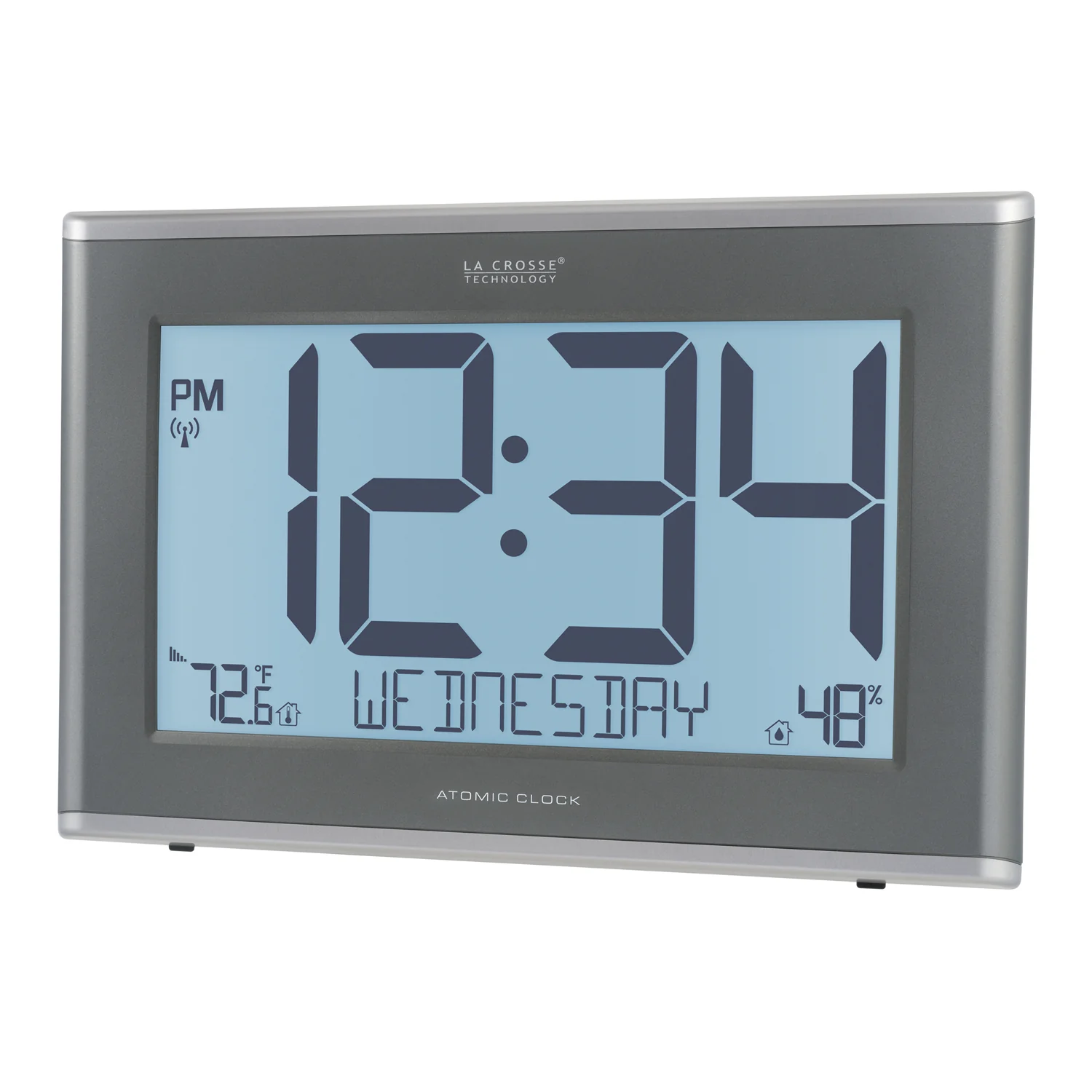 513-1429BL Jumbo Atomic Wall Clock with Indoor Temp, Humidity and Backlight - Image 2