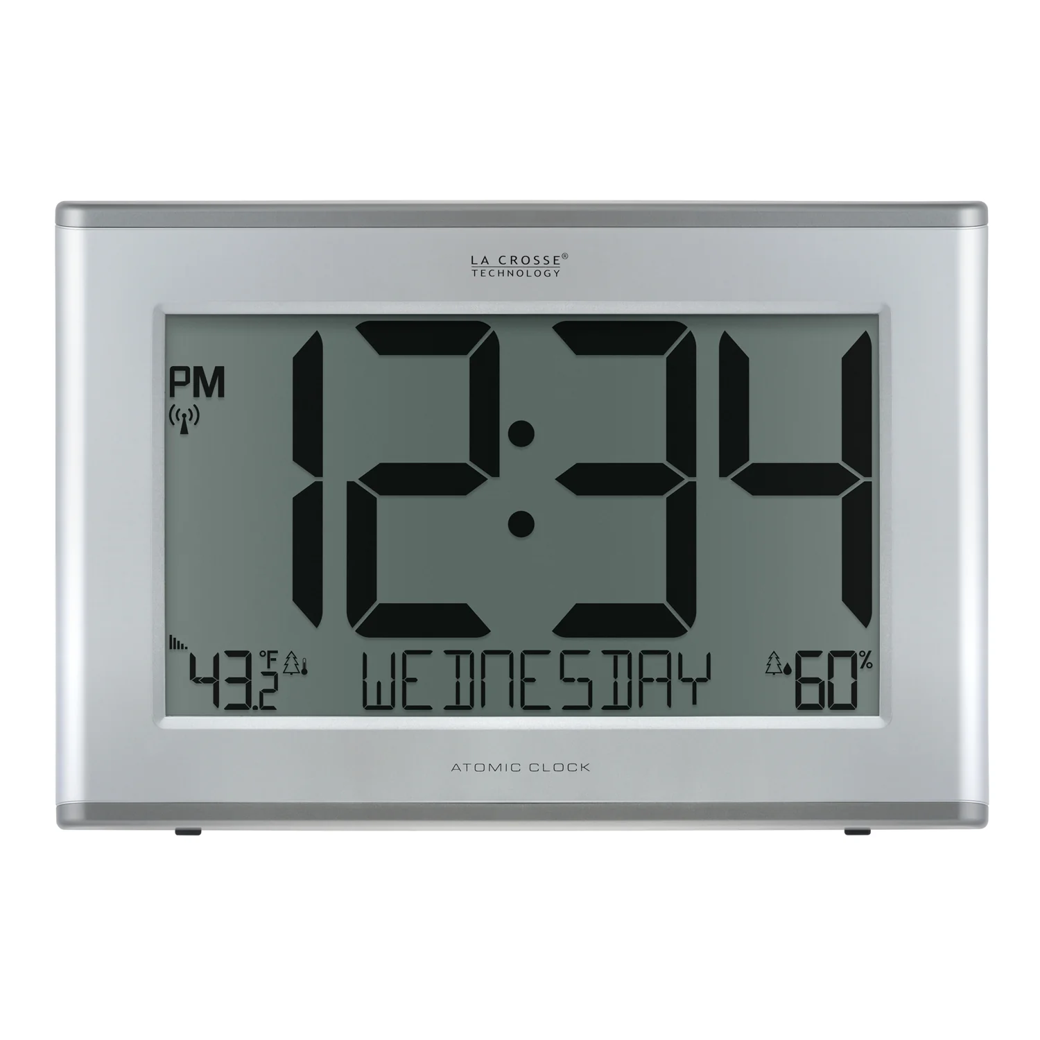 513-1429TH Jumbo Atomic Wall Clock with Outdoor Temp and Humidity