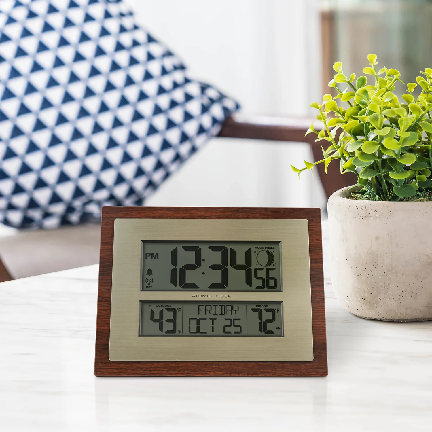 513-23137 Atomic Digital Wall Clock with Moon Phase - Image 4