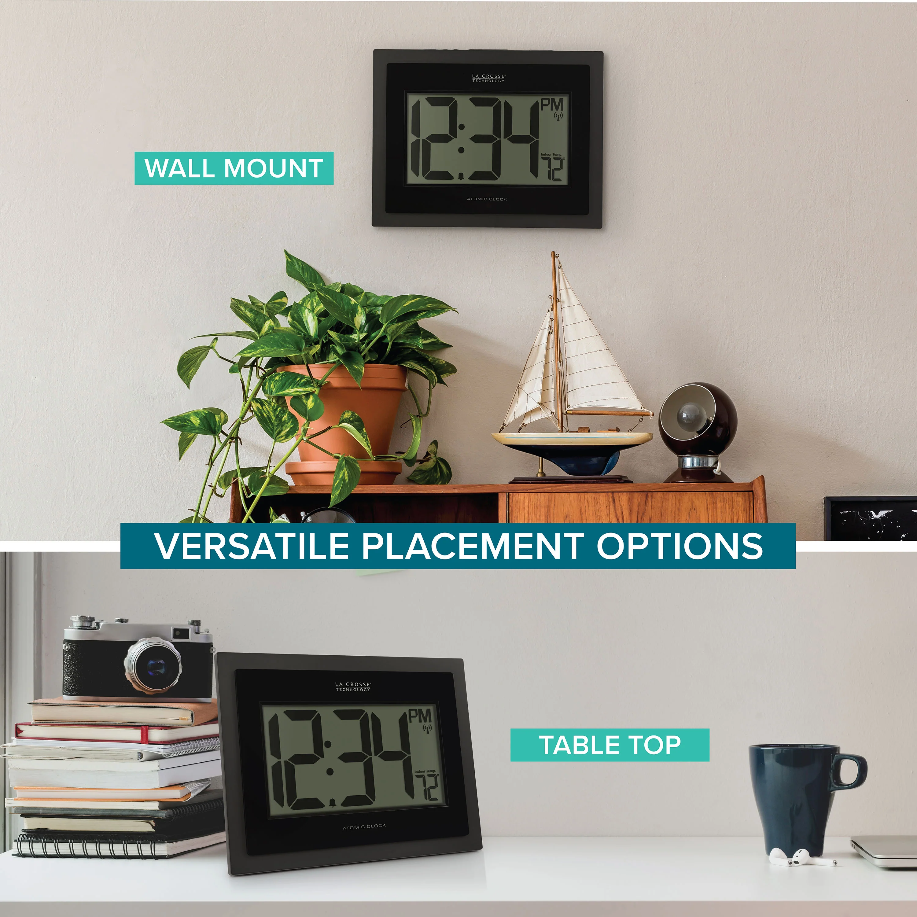 513-54087 Atomic Digital Wall Clock with Indoor Temp and Time Advance - Image 3