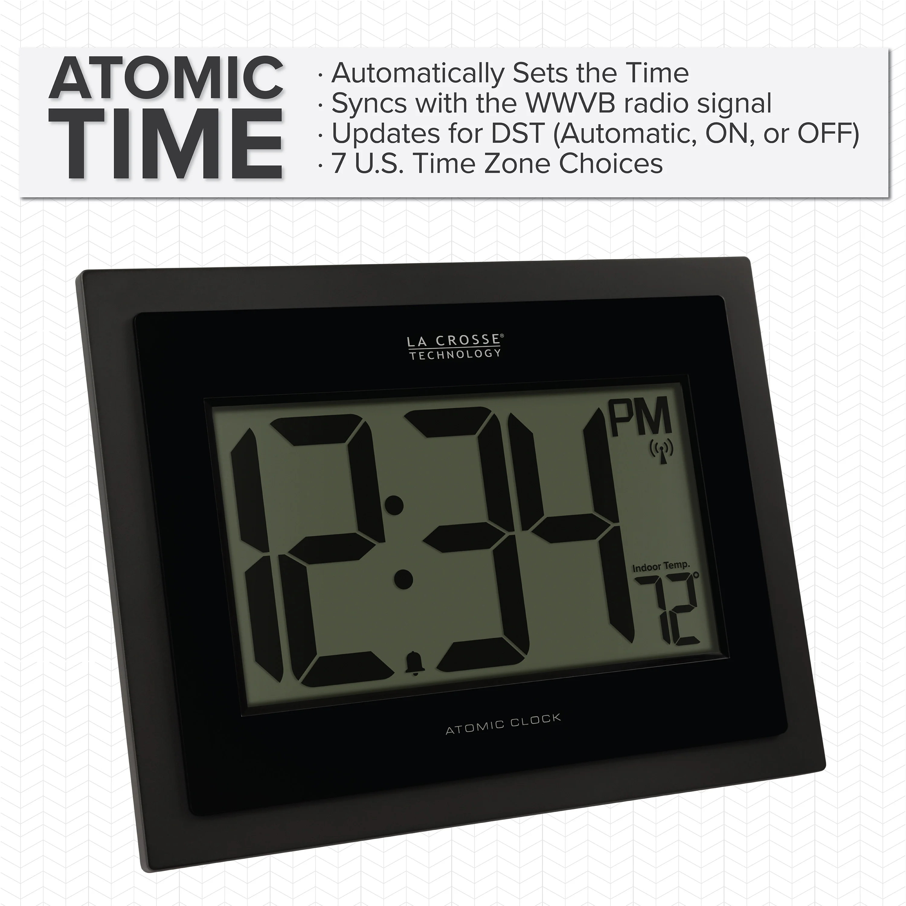 513-54087 Atomic Digital Wall Clock with Indoor Temp and Time Advance - Image 4