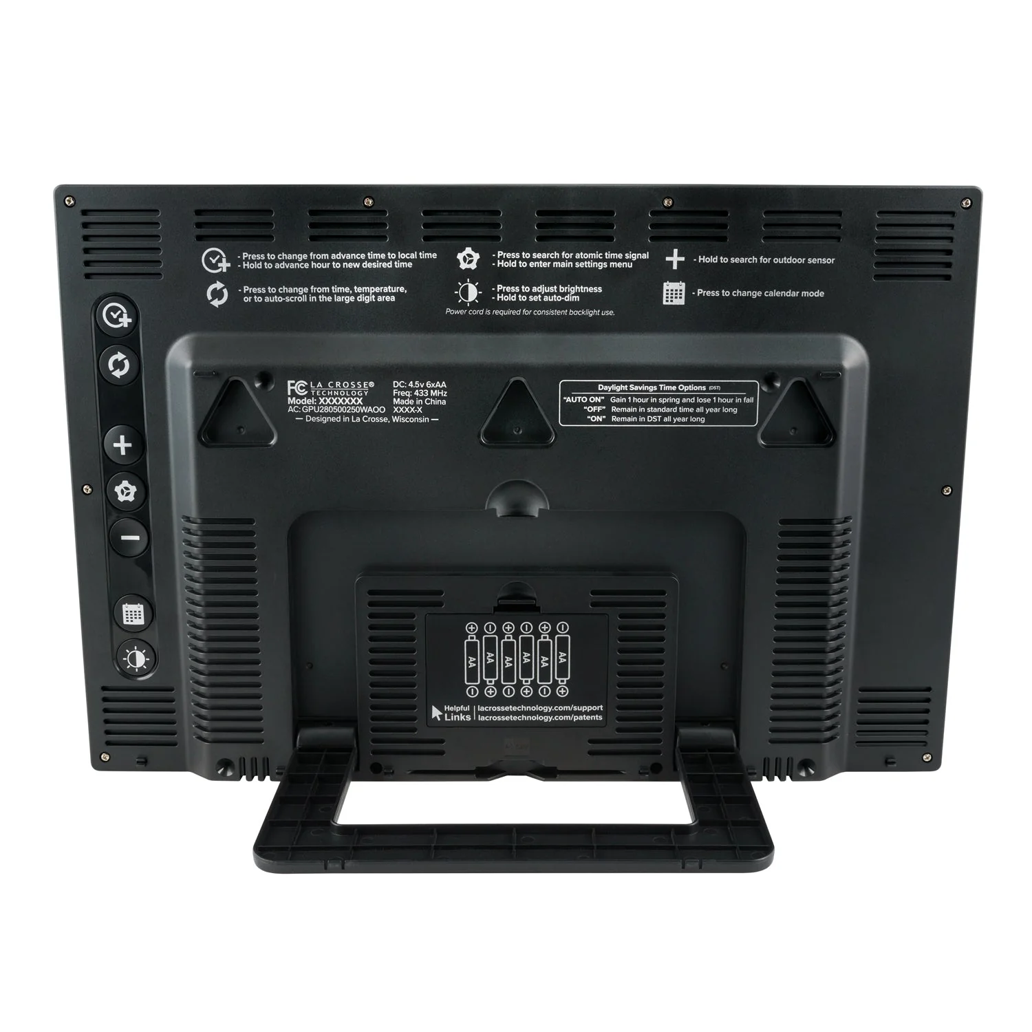 513-63867V2 Jumbo Atomic Wall Clock with Outdoor Temp and Humidity - Image 5