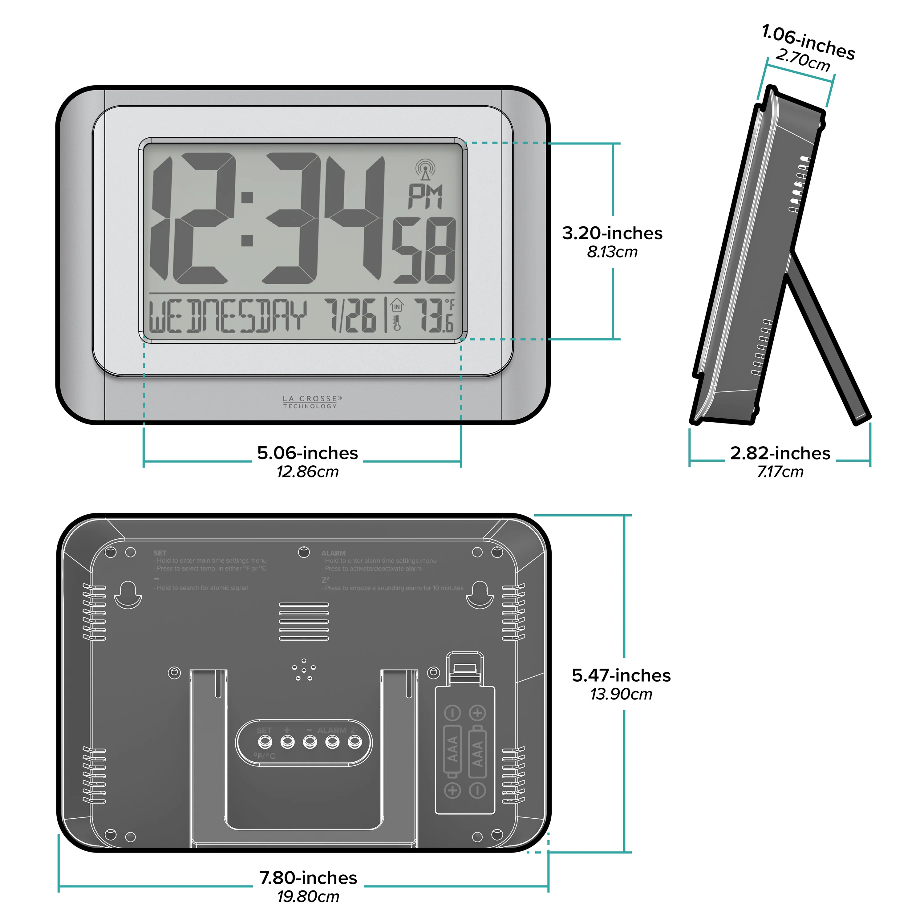 513-88907 Atomic Digital Wall Clock - Silver - Image 5