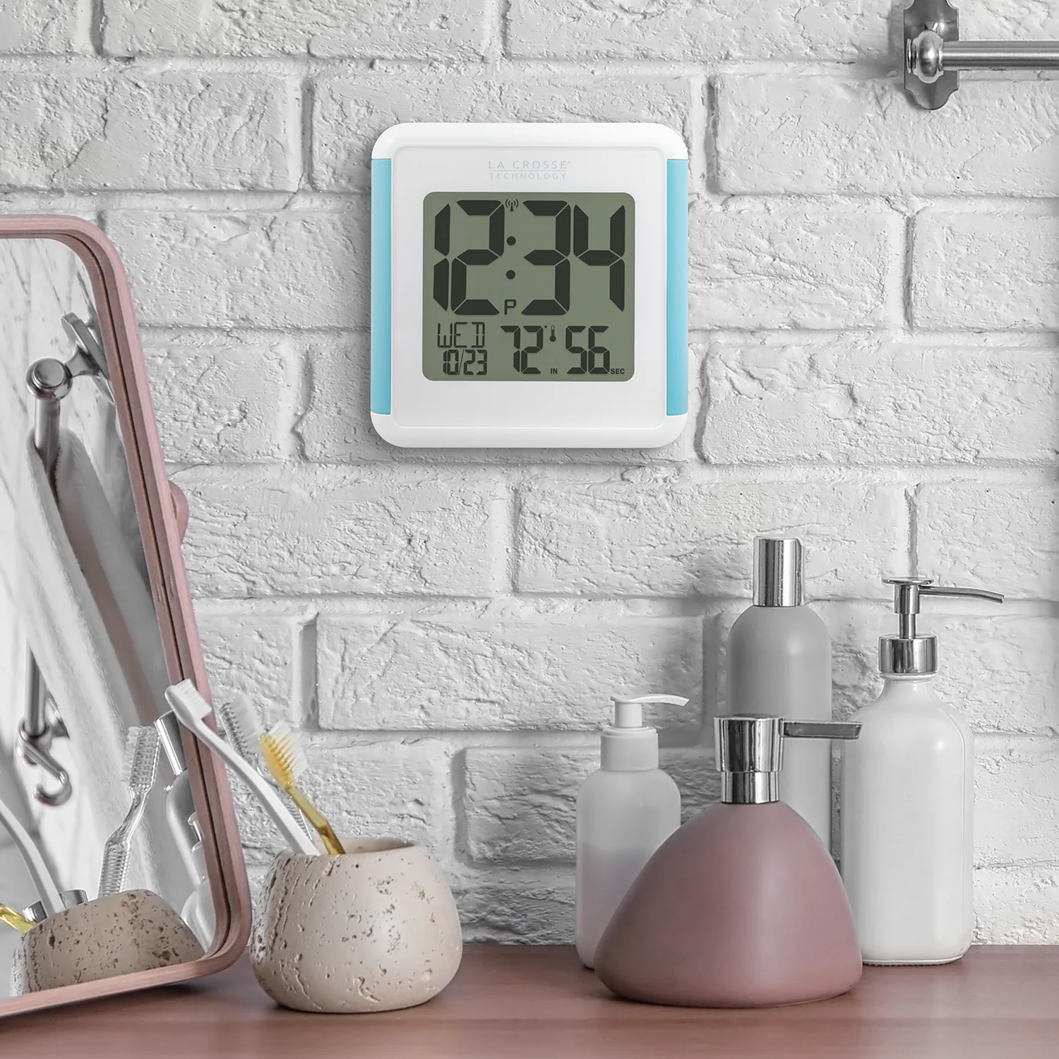 515-1912 Shower Cube Atomic Digital Wall Clock - Image 6