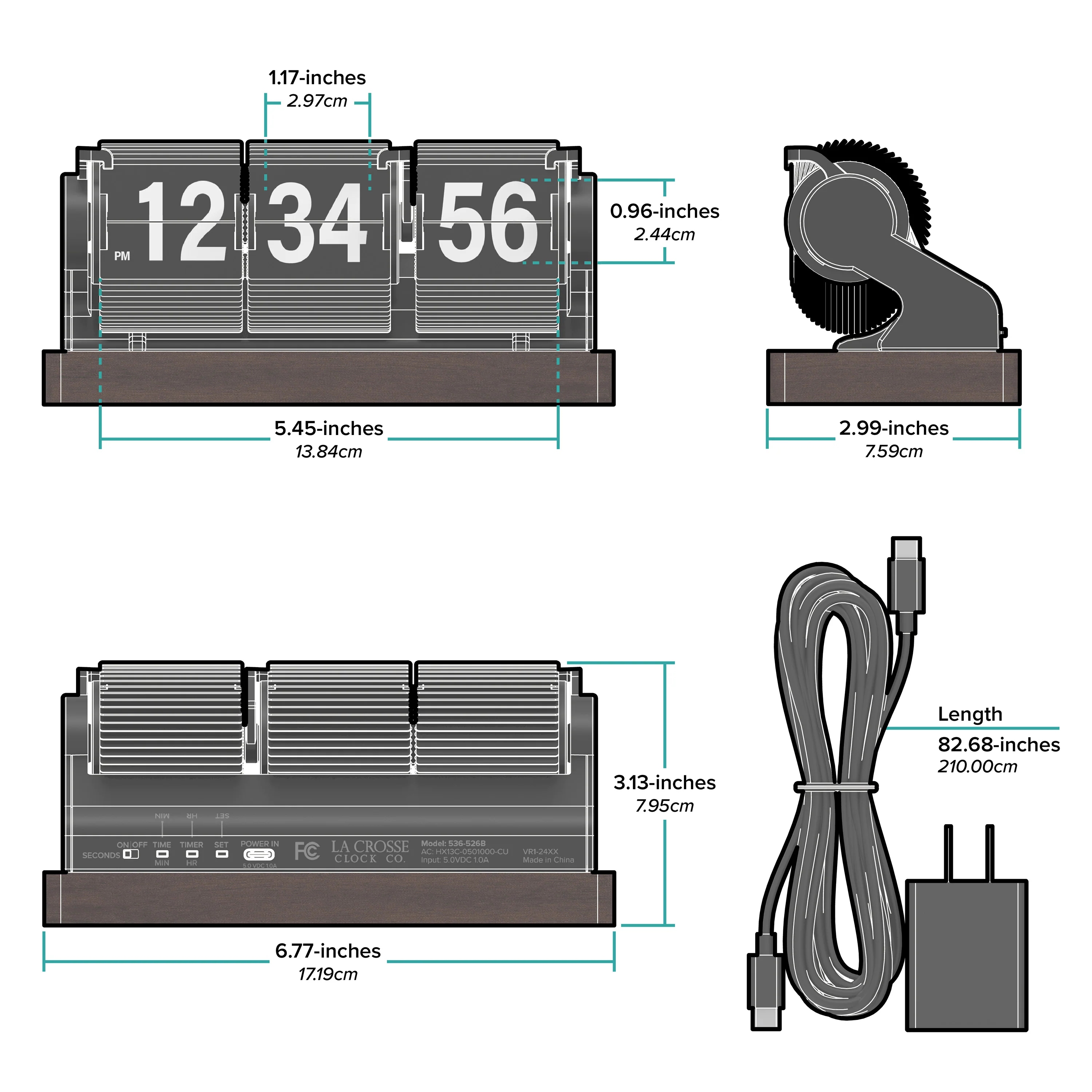 536-526B Rollins Mechanical Flip Clock - Black - Image 9