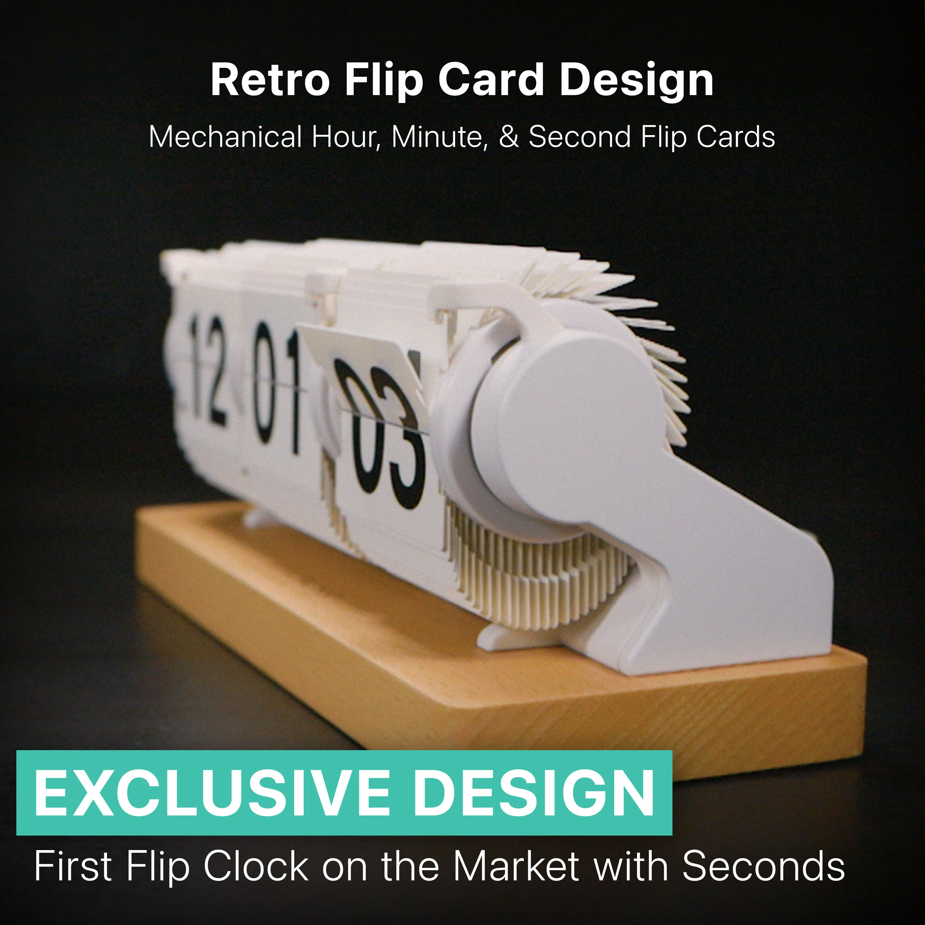 536-526W Rollins Mechanical Flip Clock - White - Image 3