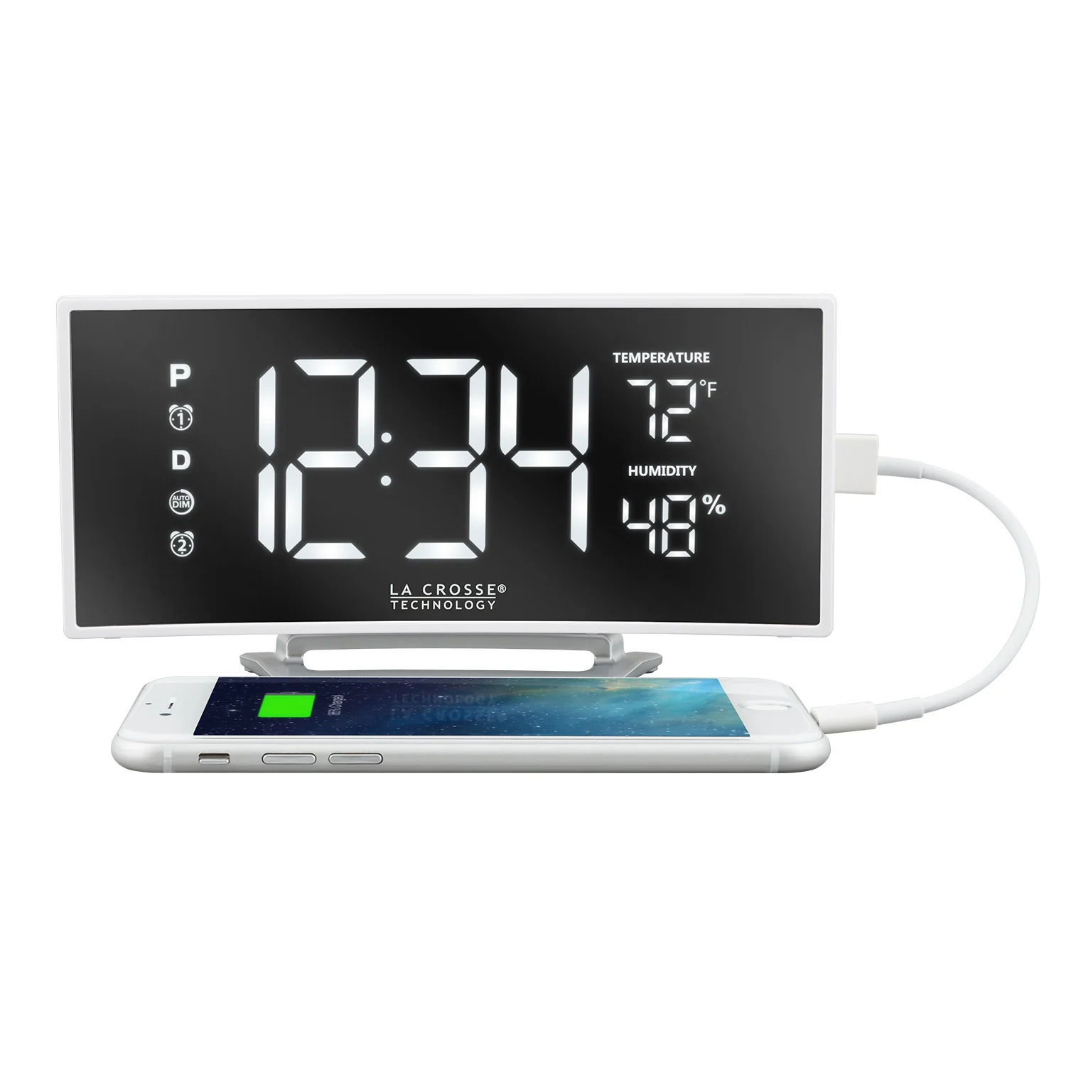 602-249 White LED Mirror Alarm Clock - Image 3