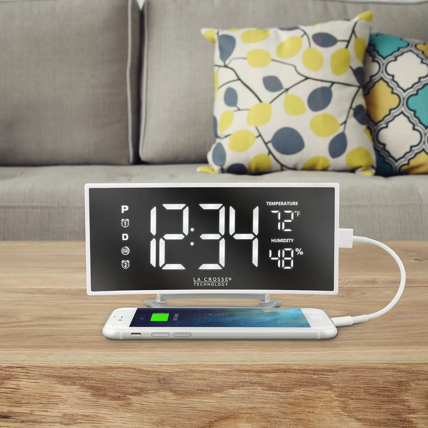 602-249 White LED Mirror Alarm Clock - Image 5