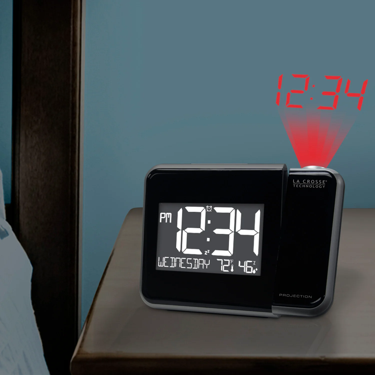 616-1412V4 Projection Alarm Clock with Indoor Temp/Humidity and Backlight - Image 5