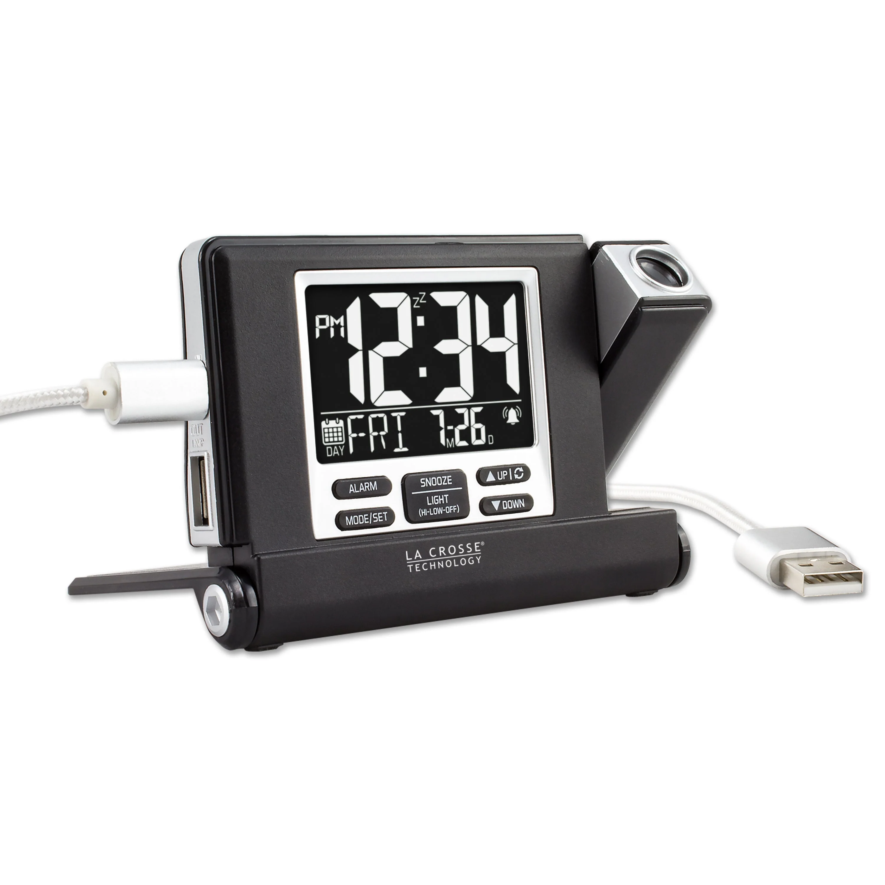 616A-56647 Travel Projection Alarm w/ USB Charging - Image 3