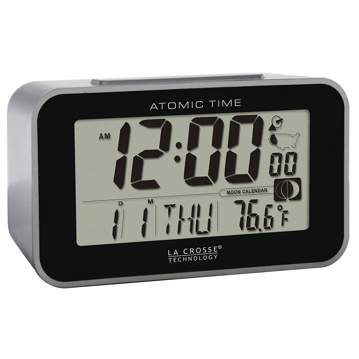617-1270 Atomic Alarm Clock with Temp and Moon Phase - Image 3