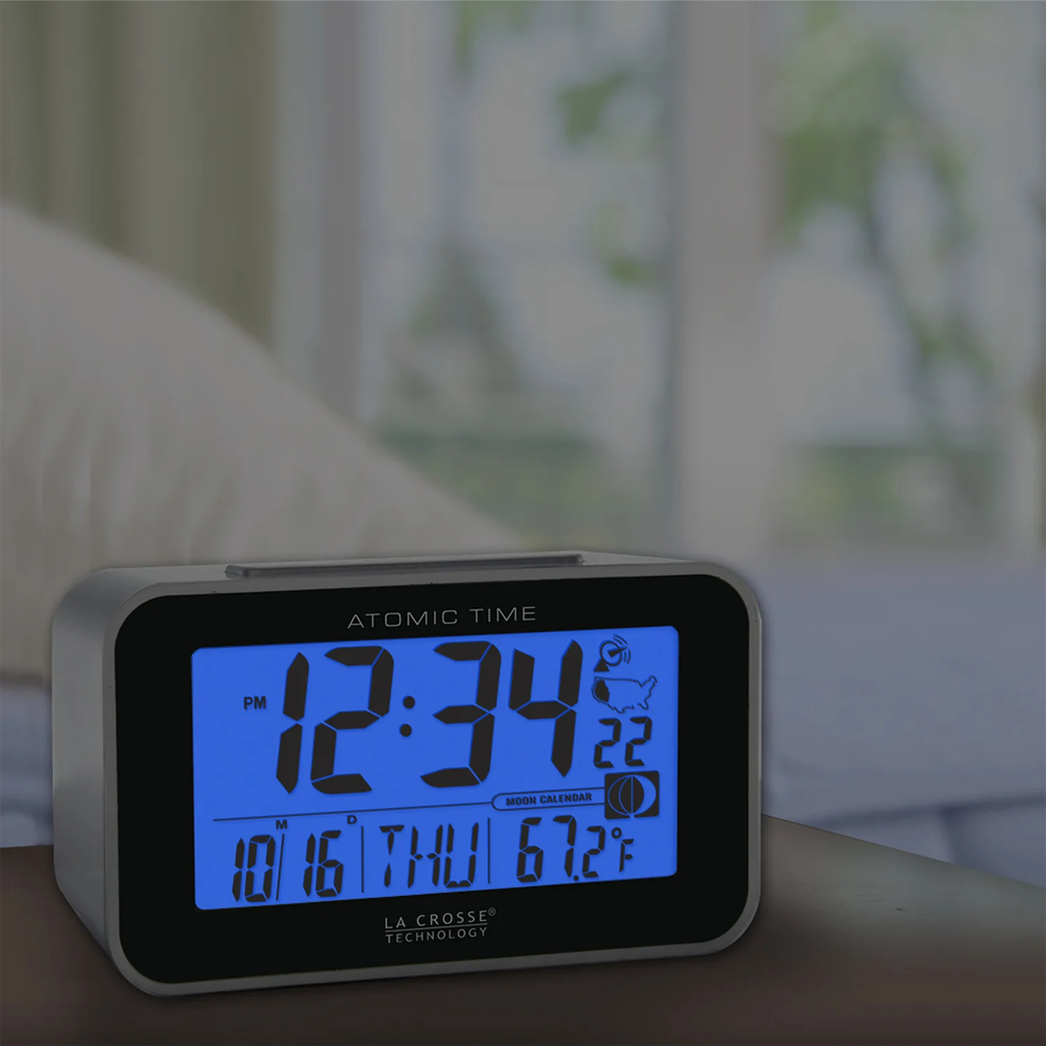 617-1270 Atomic Alarm Clock with Temp and Moon Phase - Image 4
