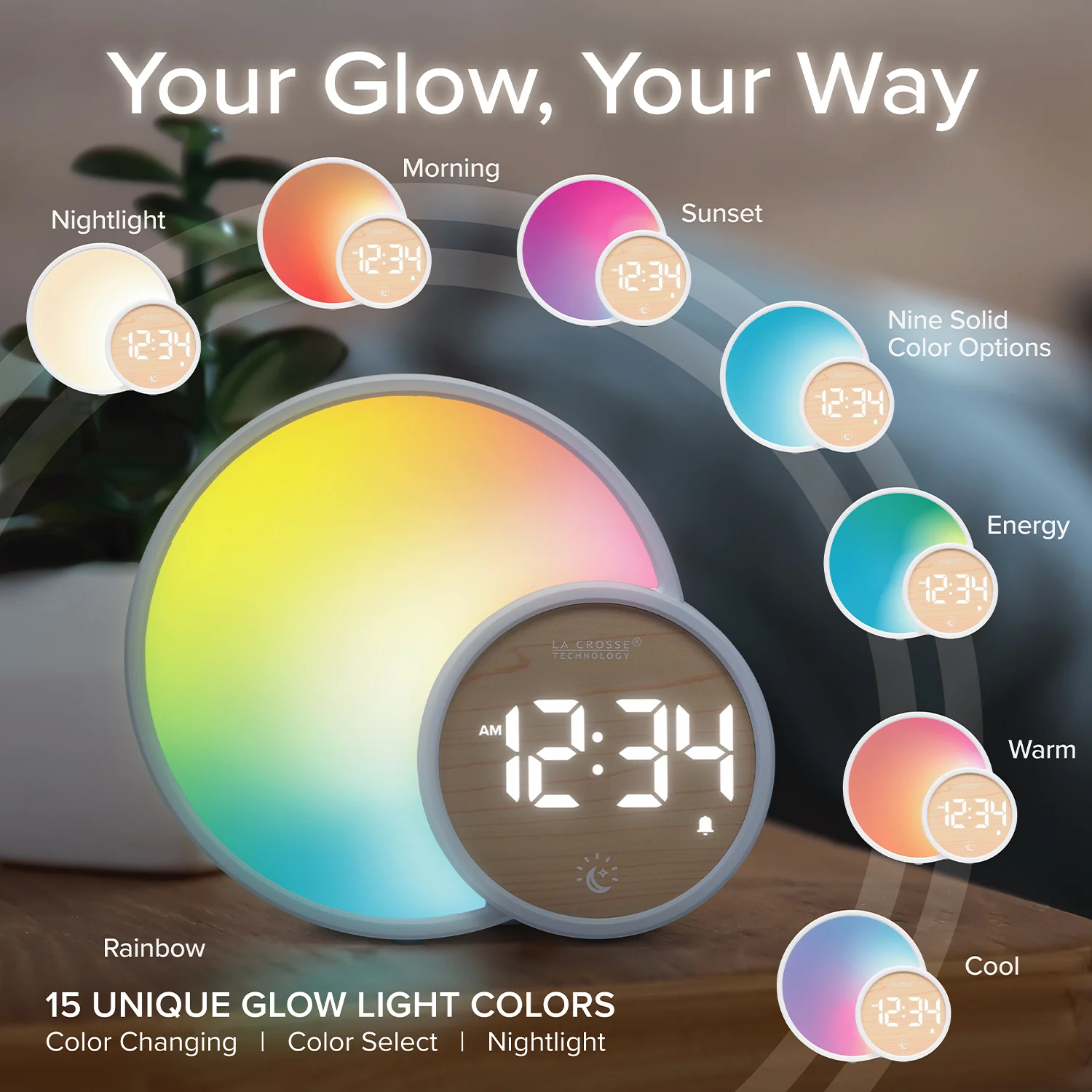 617-1412 L'Eclipse Light Assist Digital Alarm Clock with Glow Light - Image 2