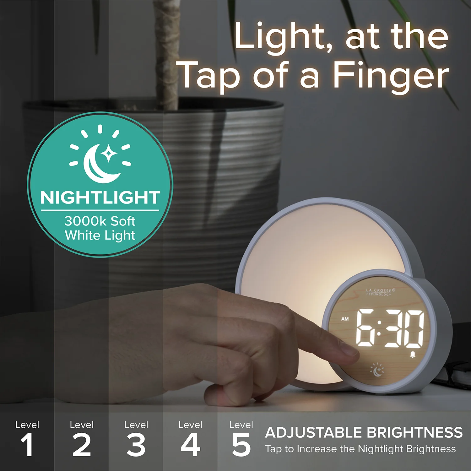 617-1412 L'Eclipse Light Assist Digital Alarm Clock with Glow Light - Image 6