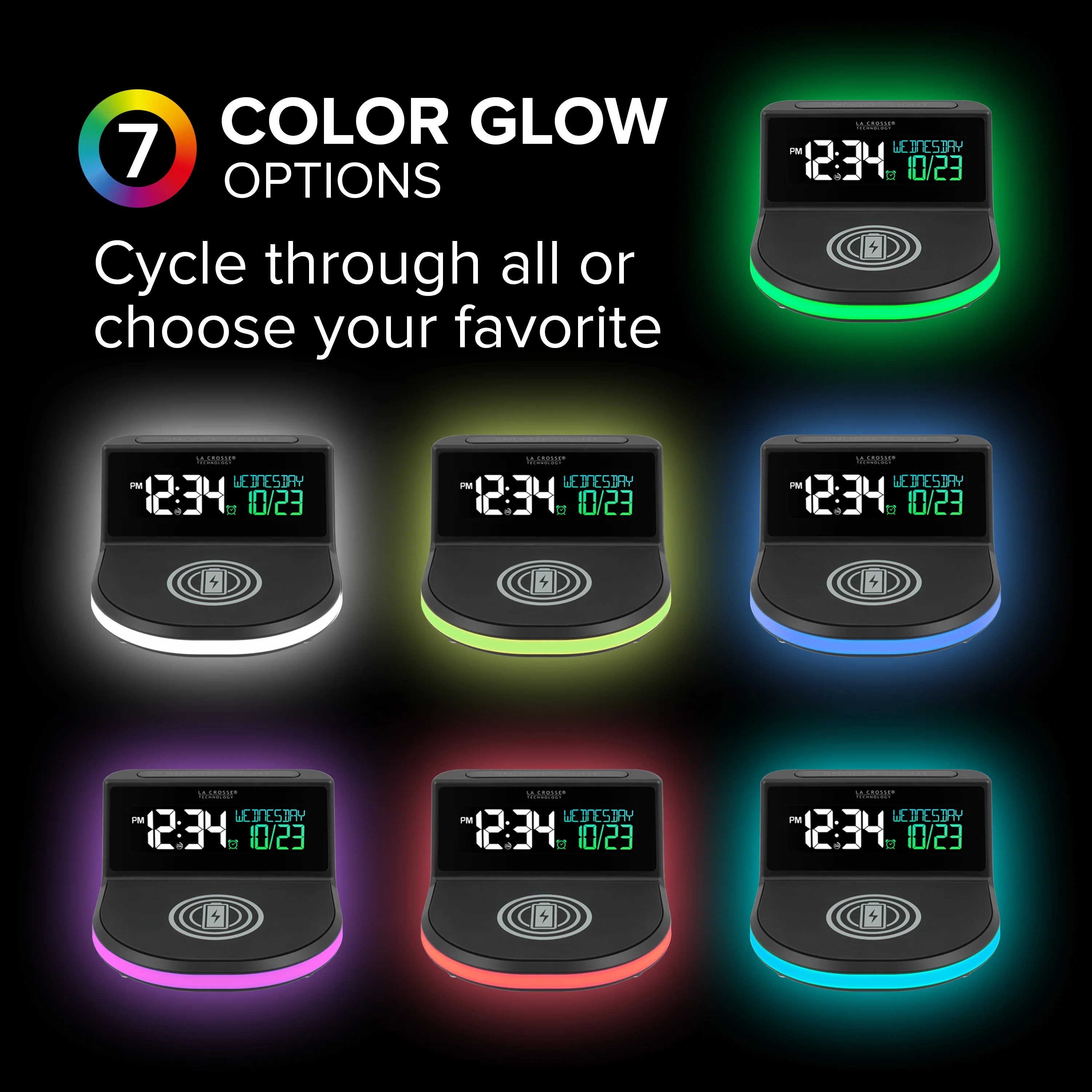 617-148 Wireless Charging Alarm Clock with Glow Light - Image 3