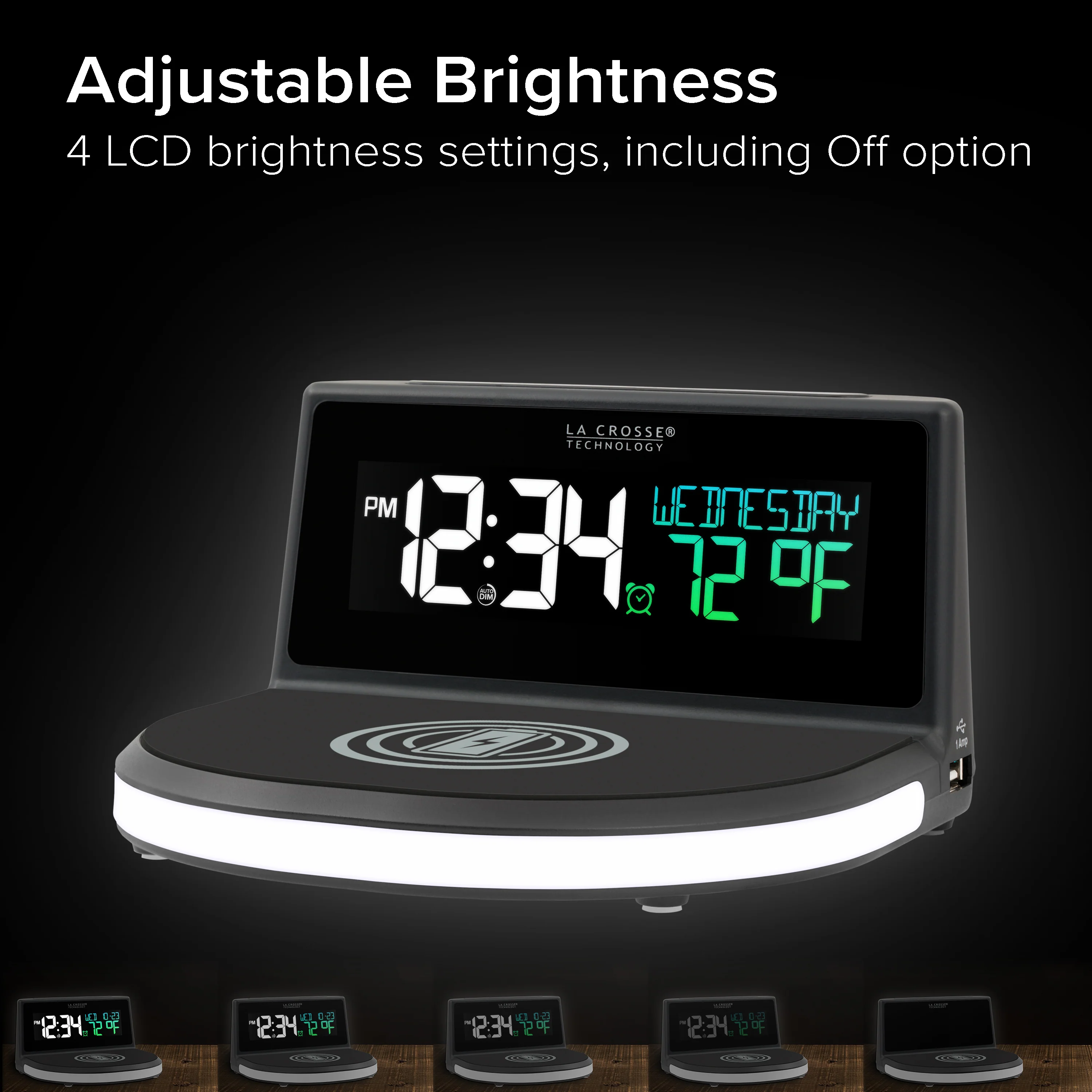 617-148 Wireless Charging Alarm Clock with Glow Light - Image 6