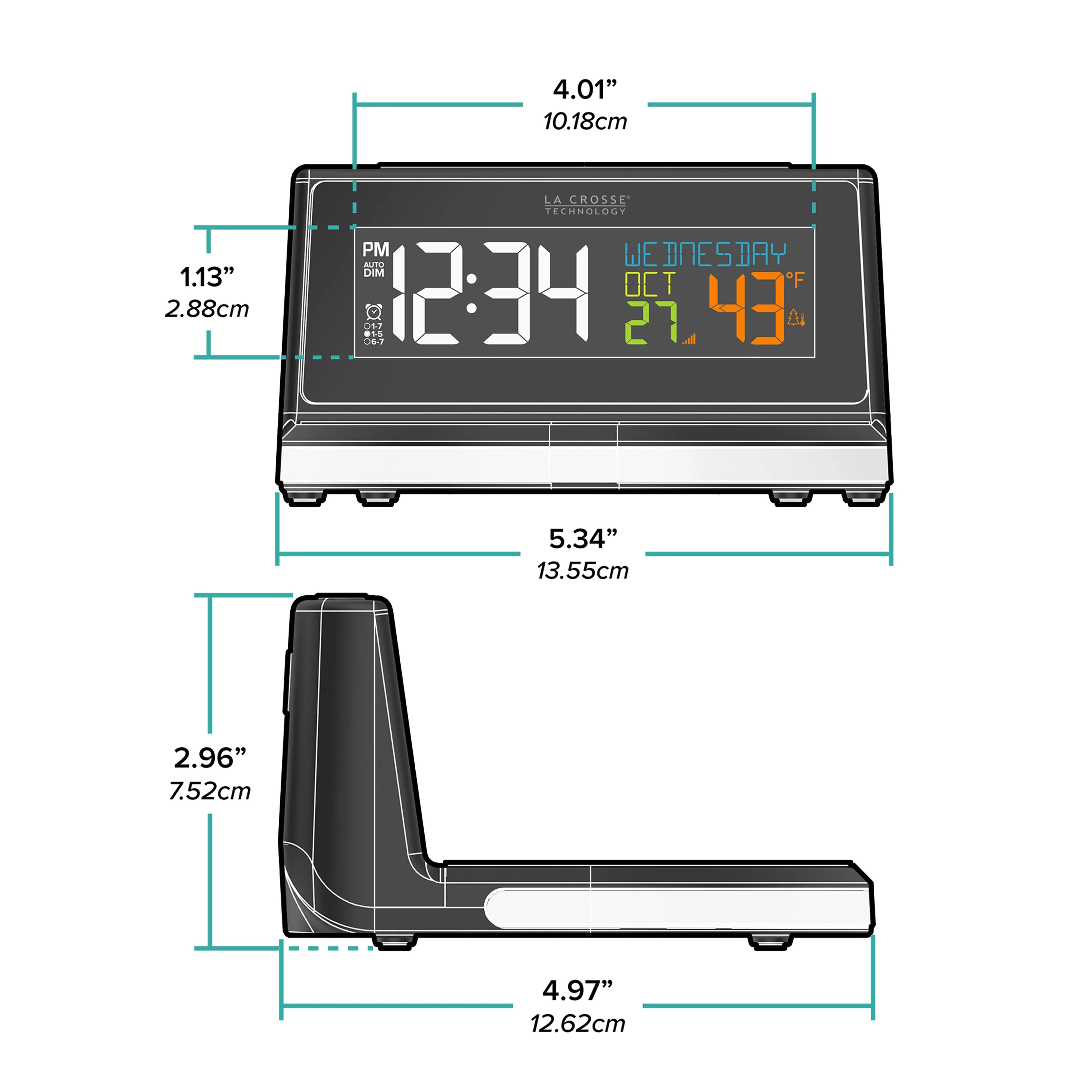 617-148TXT Wireless Charging Alarm Clock with Outdoor Temperature and Glow Light - Image 8