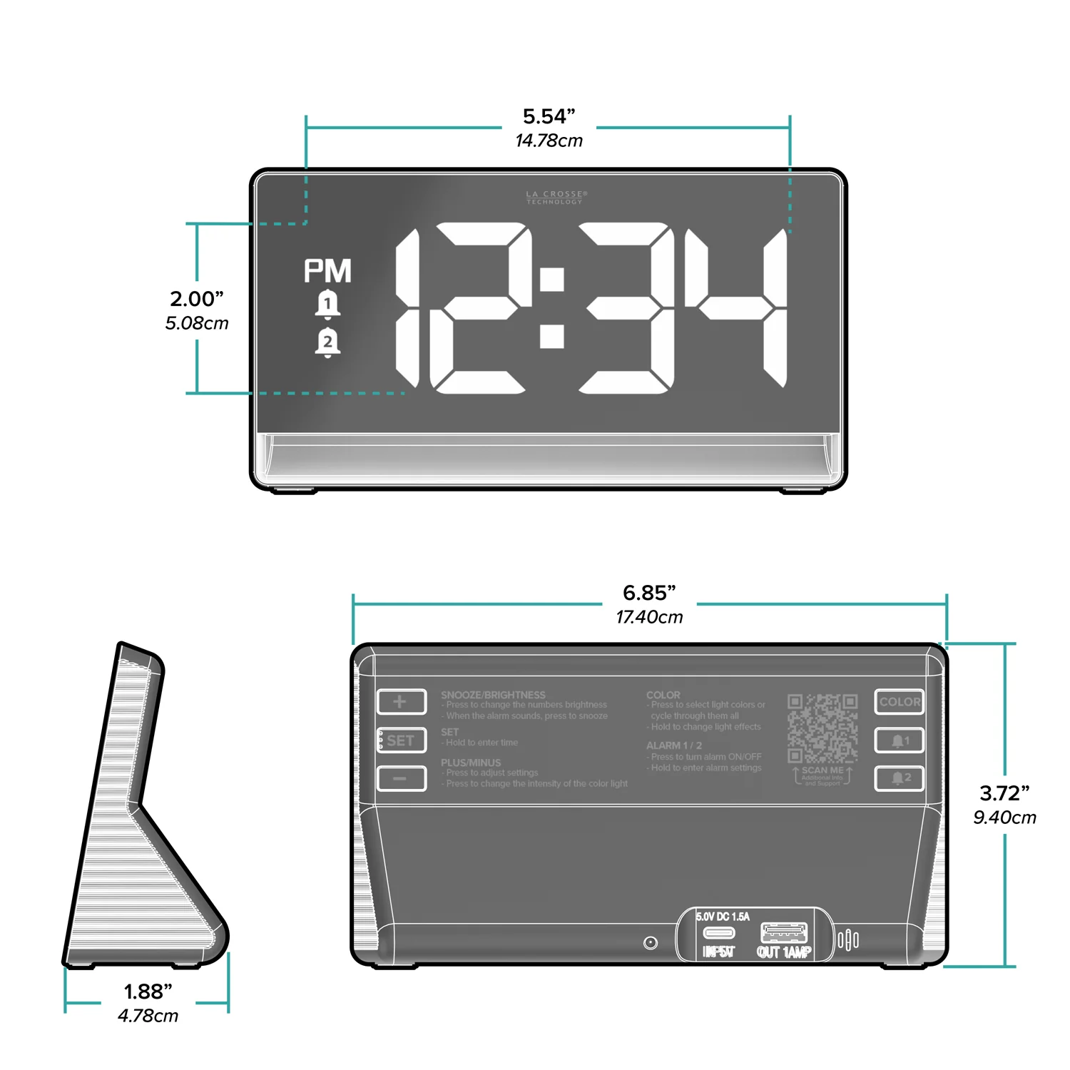 617-149 Digital Alarm Clock with Color Changing Glow Light - Image 5