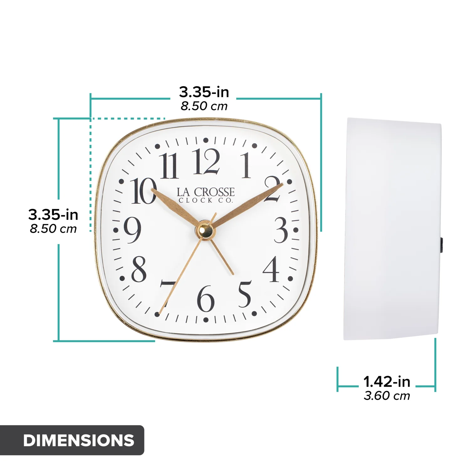 617-379W Square Analog Alarm Clock with Silent Sweep – White - Image 7