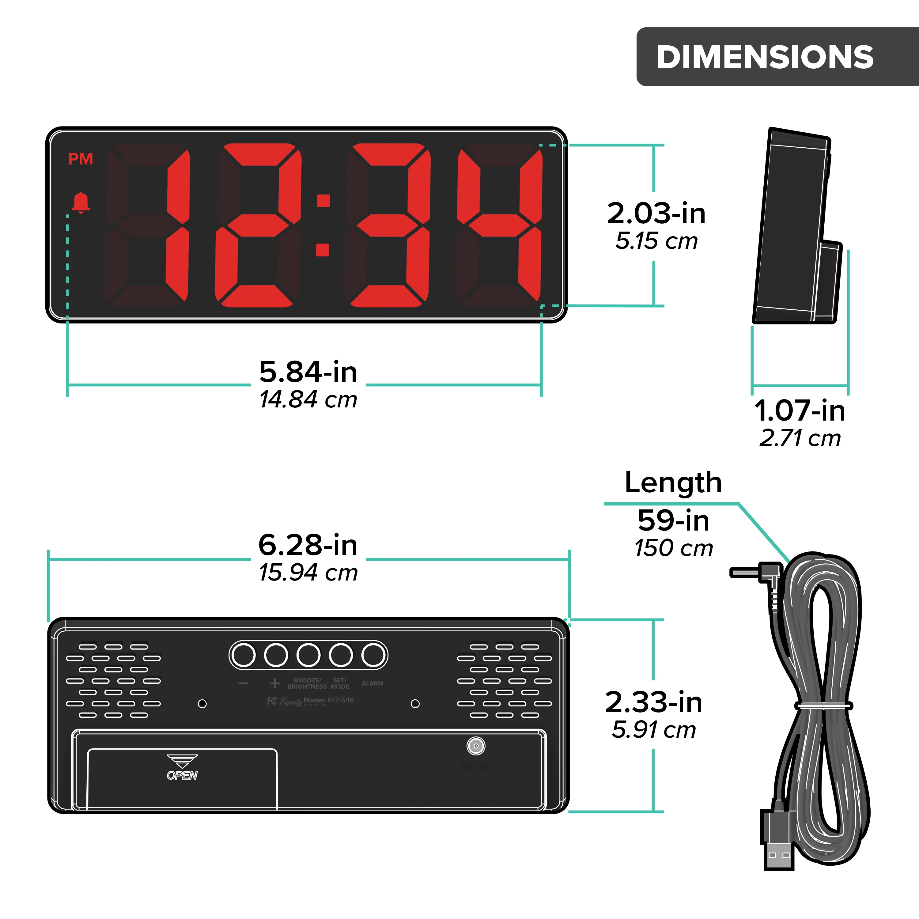 617-546 2-Inch LED Alarm Clock with Indoor Temperature - Image 8