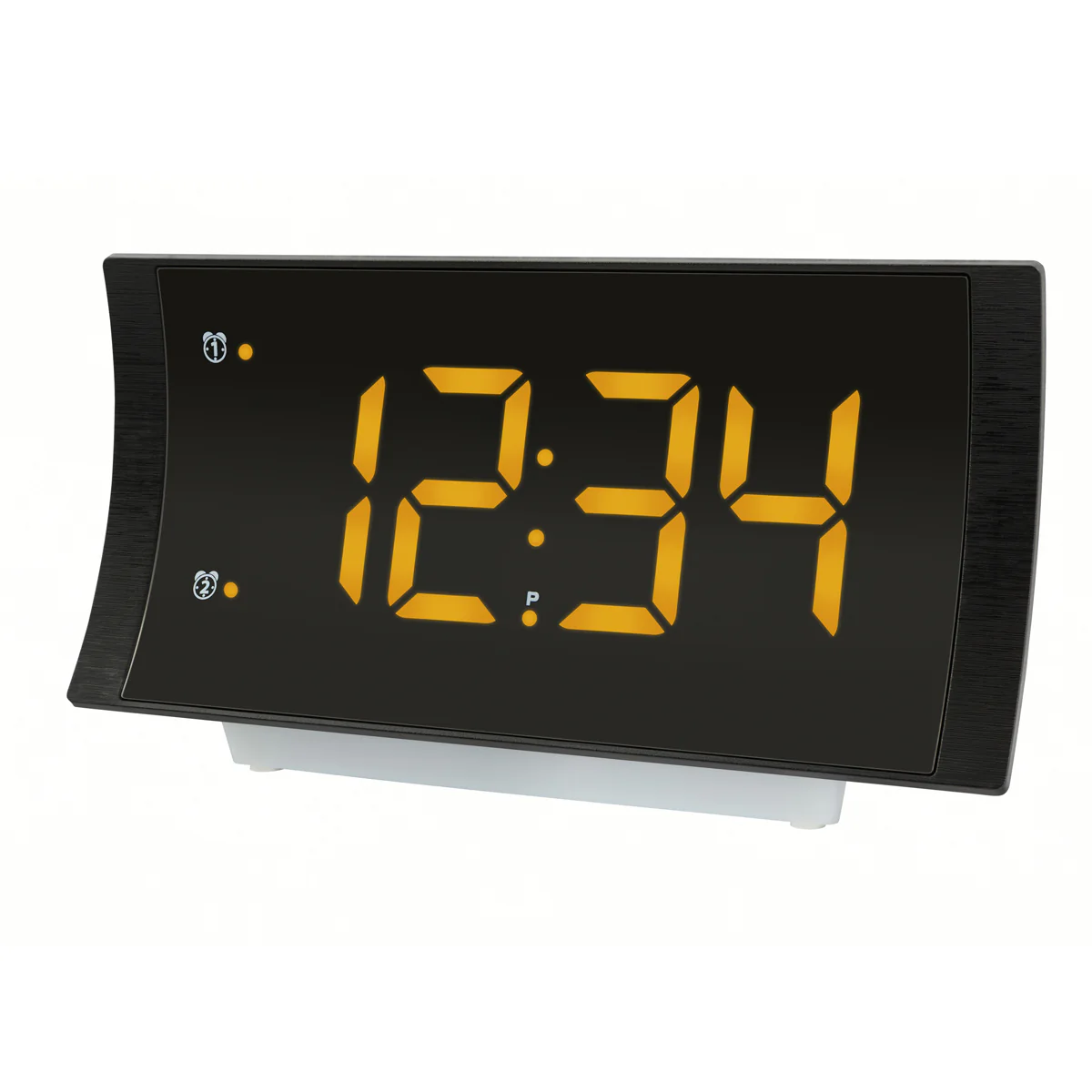 617-89577 Curved Amber Alarm Clock with Radio and USB Charging - Image 4