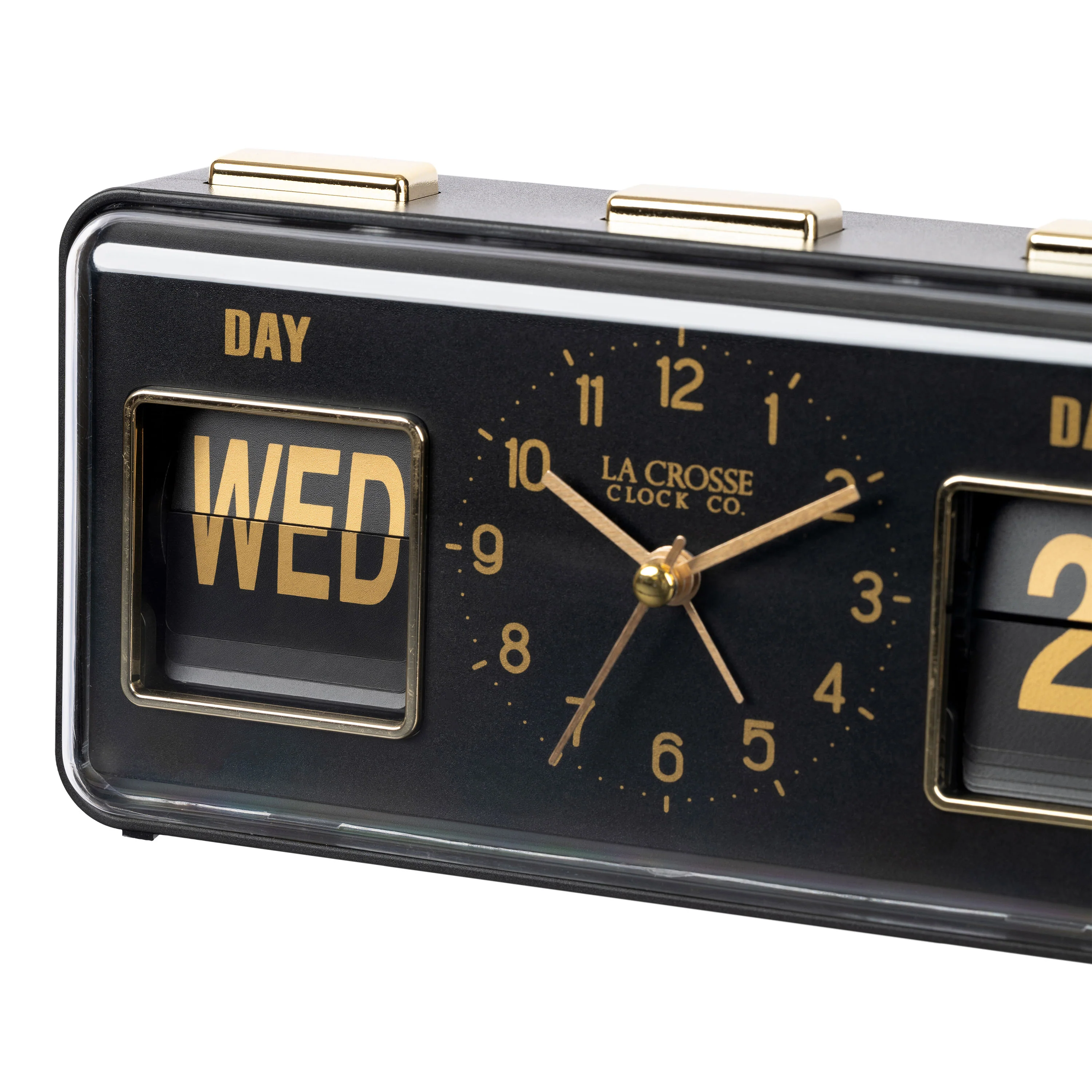 636-379B Daily Flip Alarm Clock with Calendar - Black - Image 5