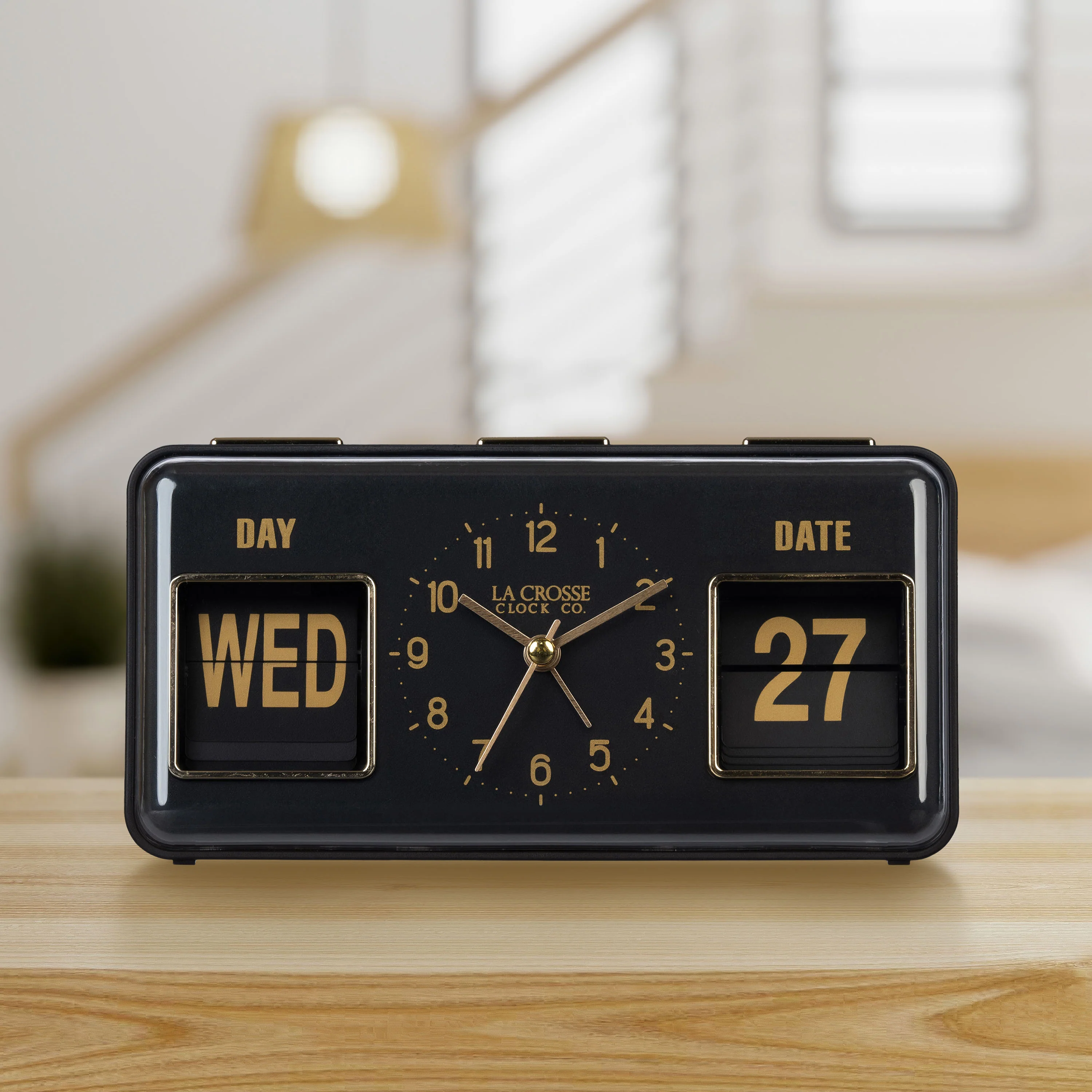 636-379B Daily Flip Alarm Clock with Calendar - Black - Image 7