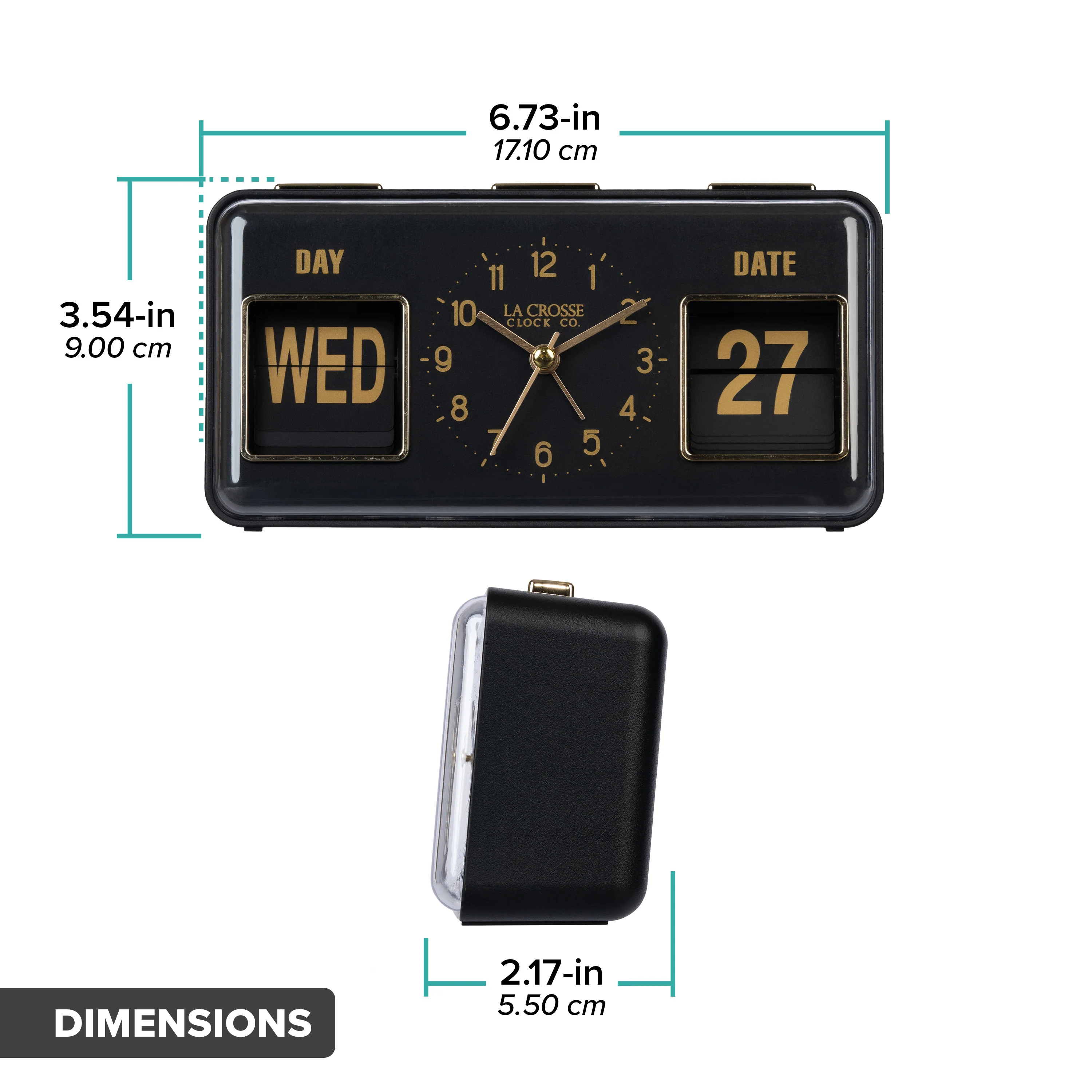 636-379B Daily Flip Alarm Clock with Calendar - Black - Image 8