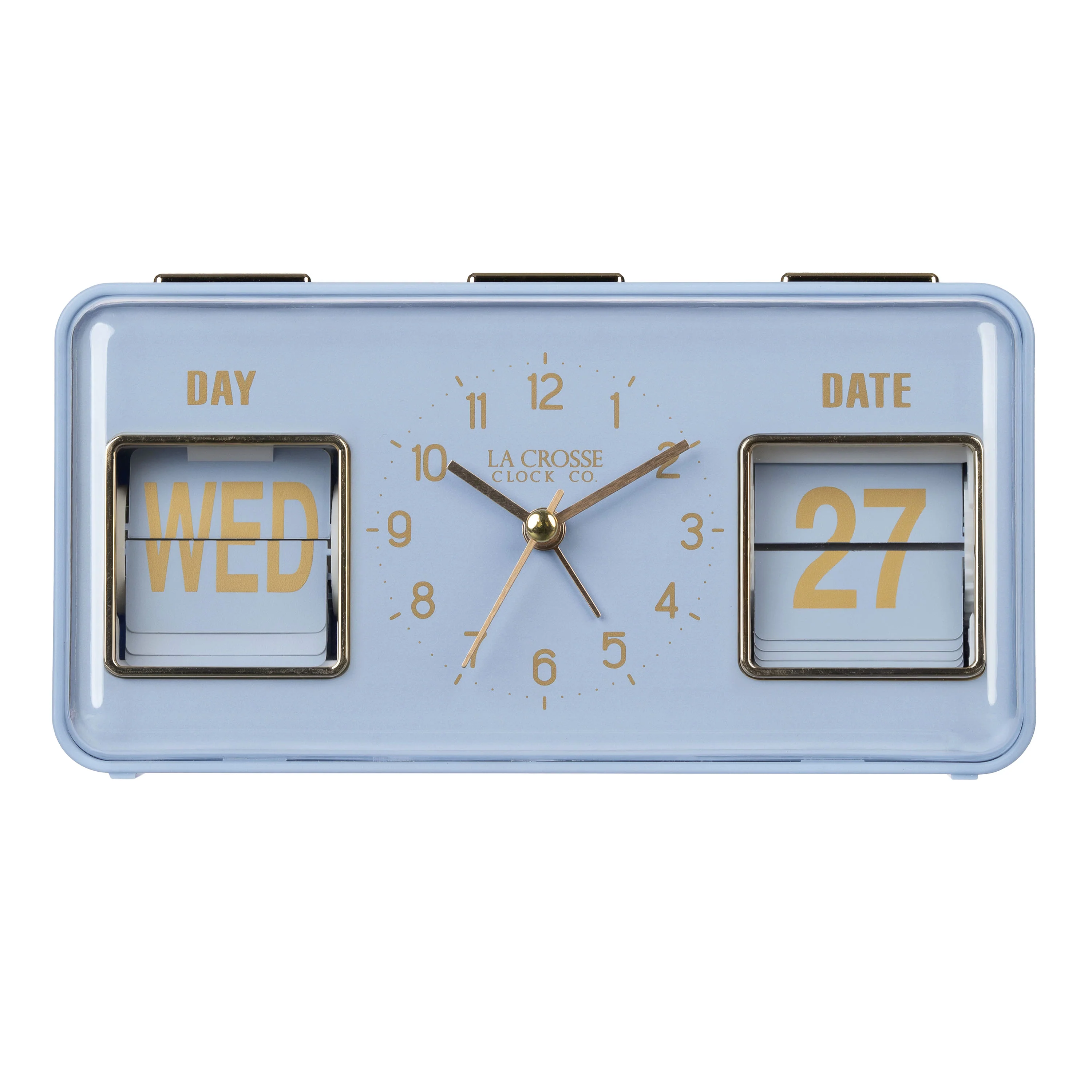 636-379BL Daily Flip Alarm Clock with Calendar - Blue