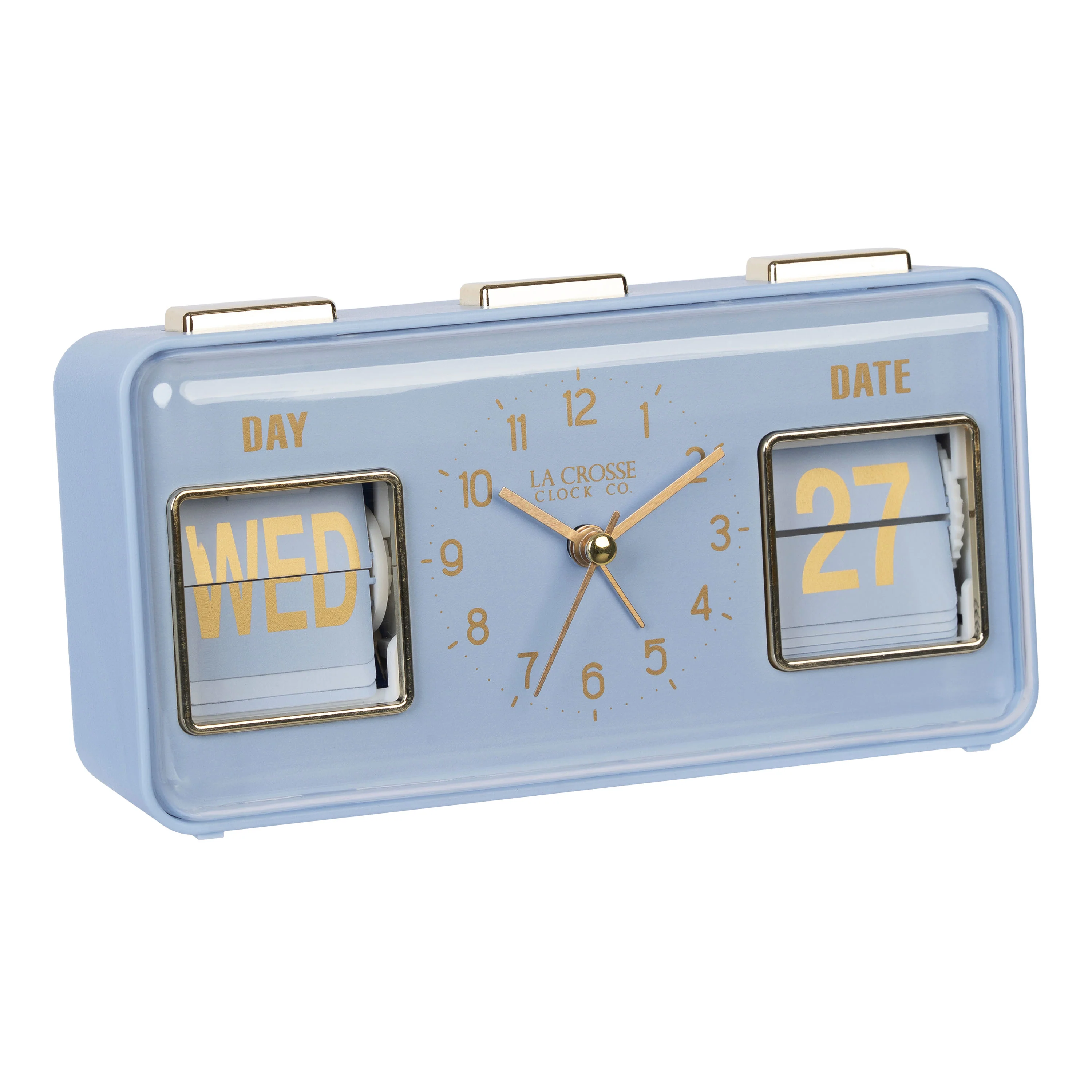 636-379BL Daily Flip Alarm Clock with Calendar - Blue - Image 2