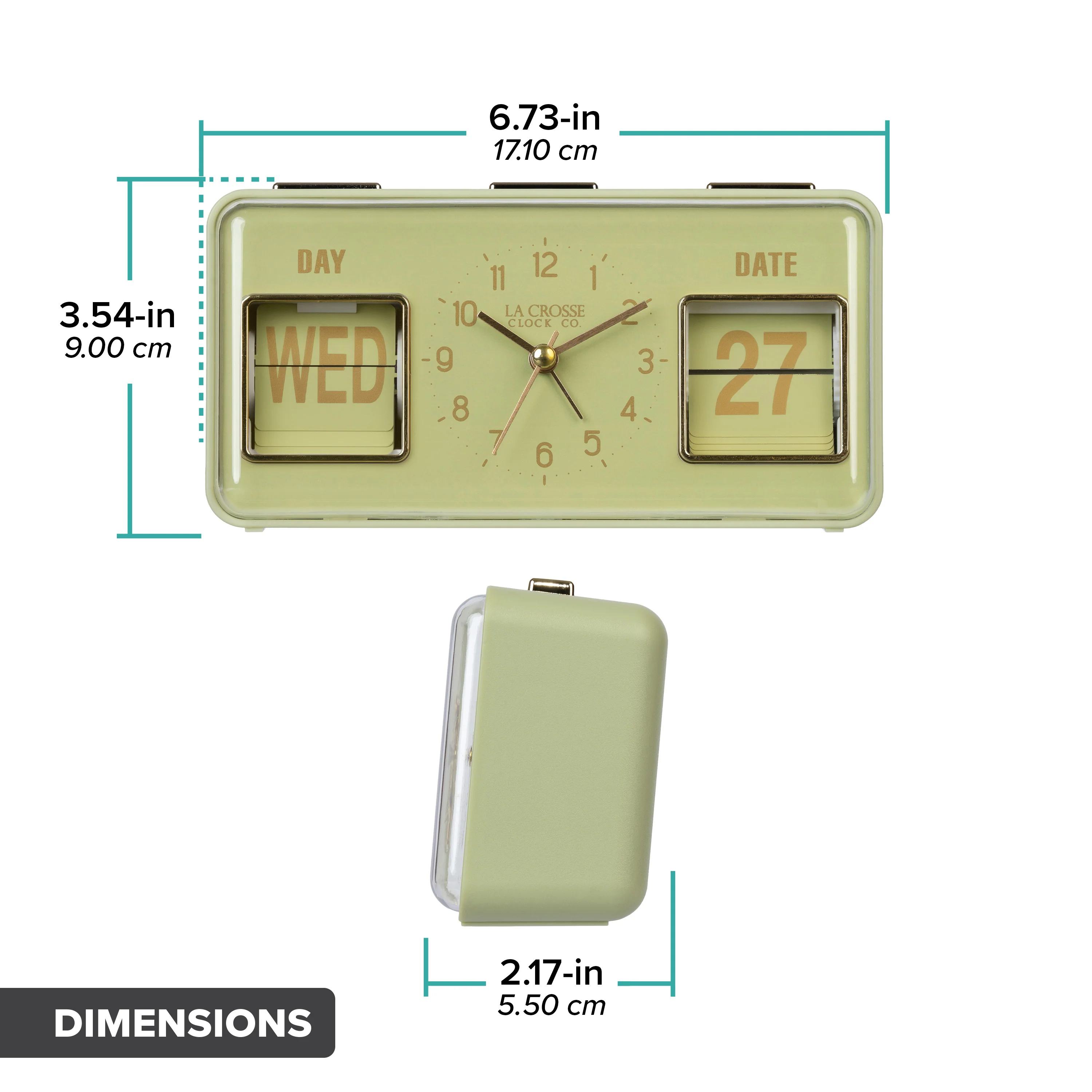 636-379G Daily Flip Alarm Clock with Calendar - Green - Image 8