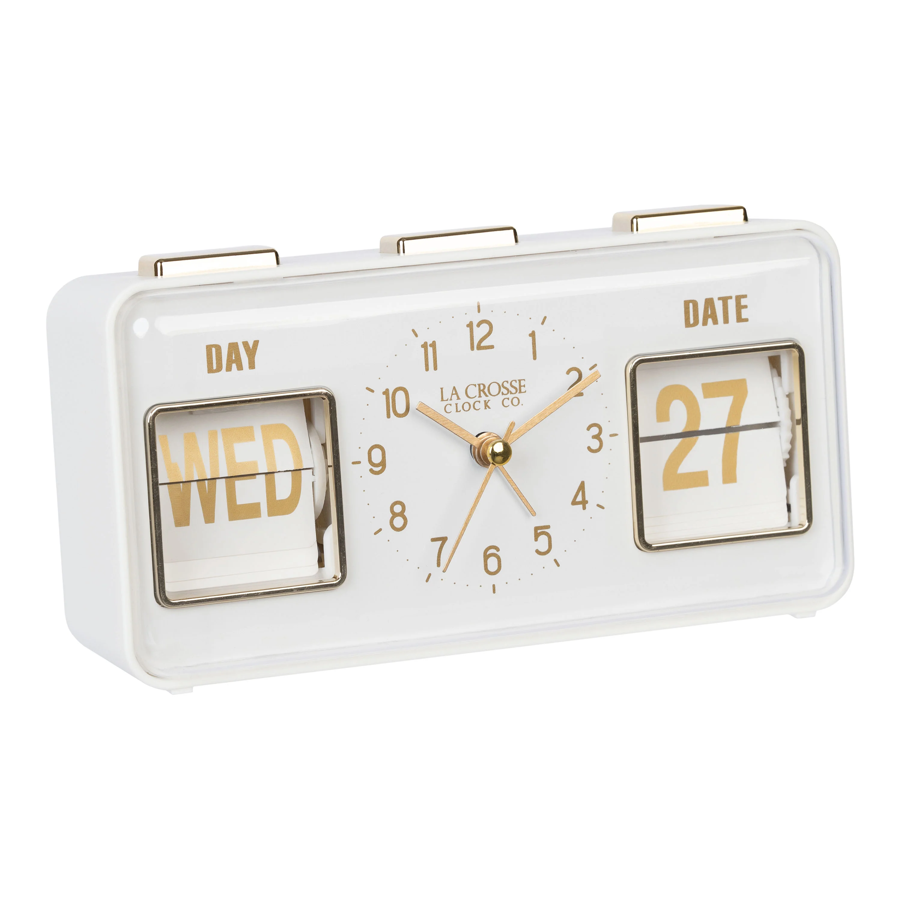 636-379W Daily Flip Alarm Clock with Calendar - White - Image 2