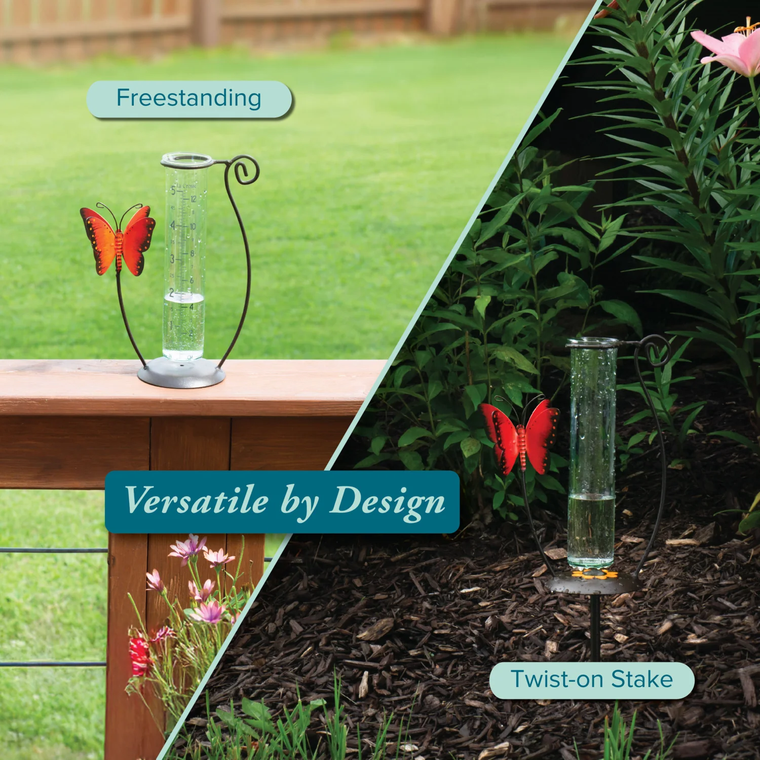704-13077 Butterfly Rain Gauge - Orange - Image 4