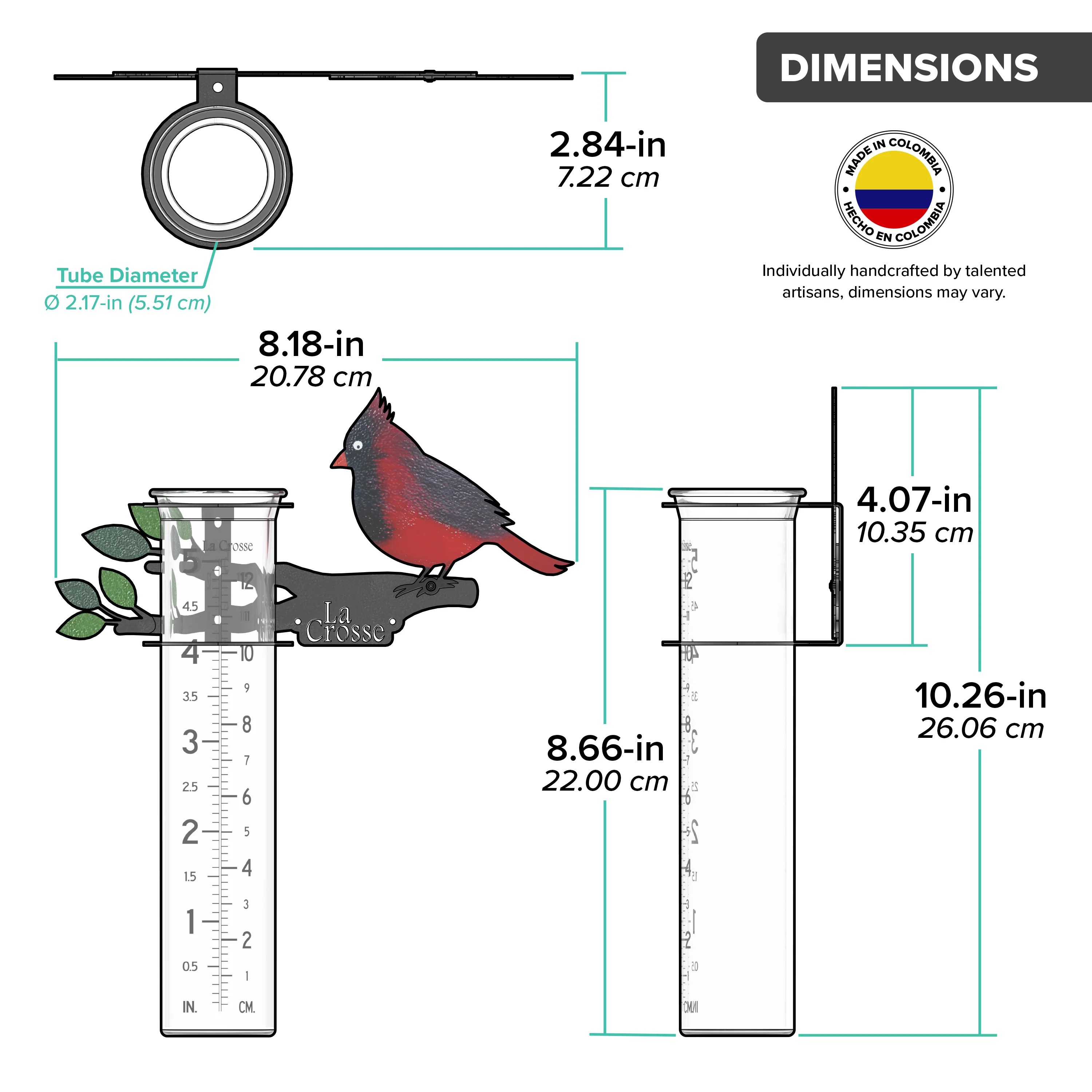 704-4612 Metal Cardinal Rain Gauge - Image 6