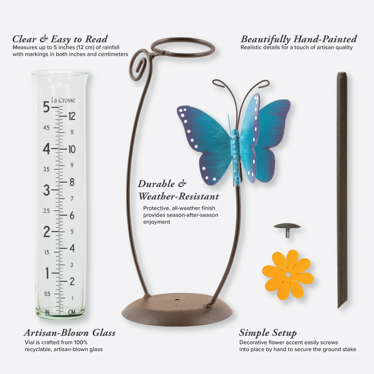 704-71077 Butterfly Rain Gauge - Blue - Image 5