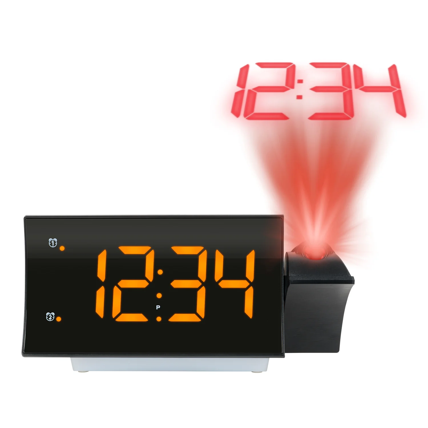 817-2410 Curved LED Projection Alarm Clock with Radio