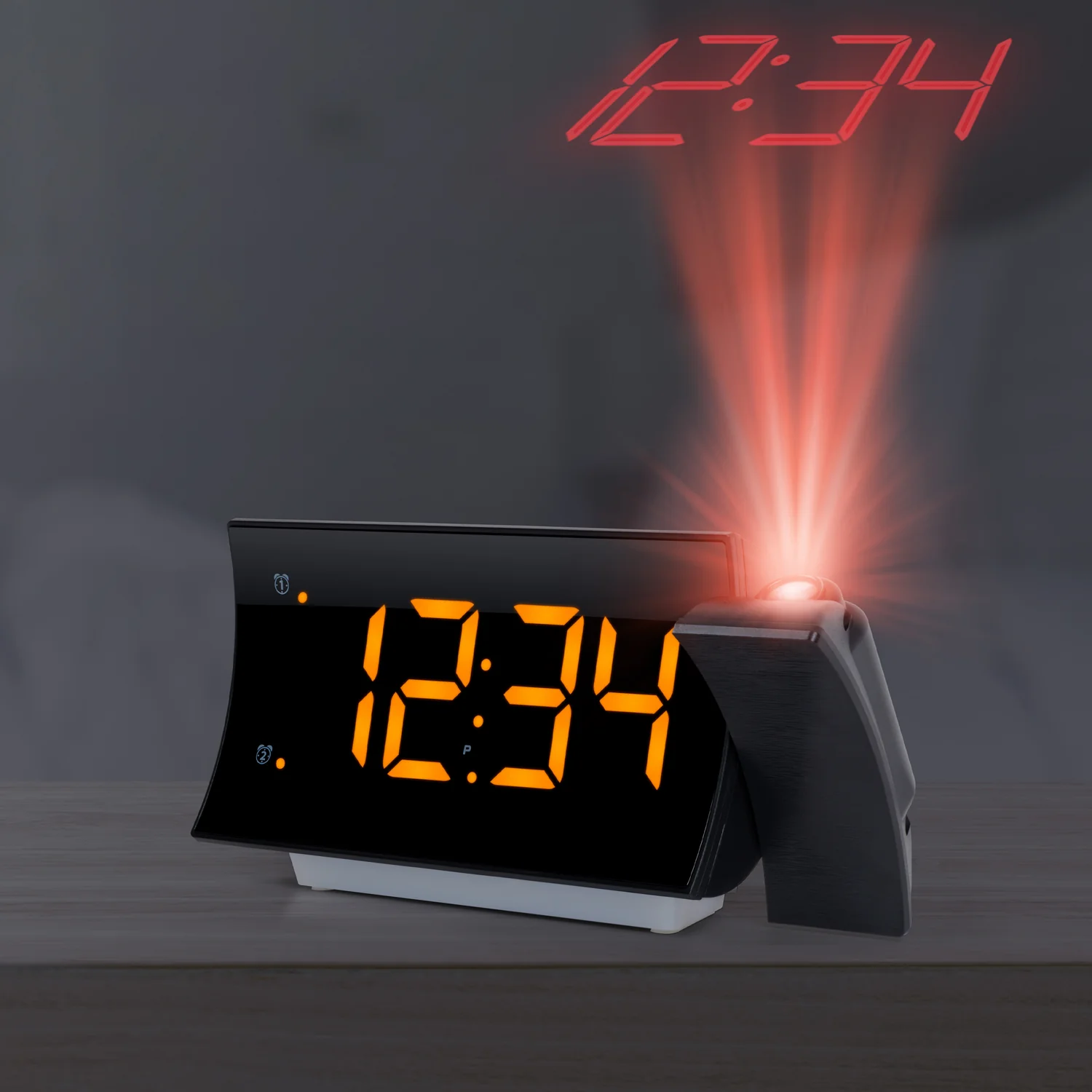 817-83957 Curved LED Projection Alarm Clock with Radio - Image 7