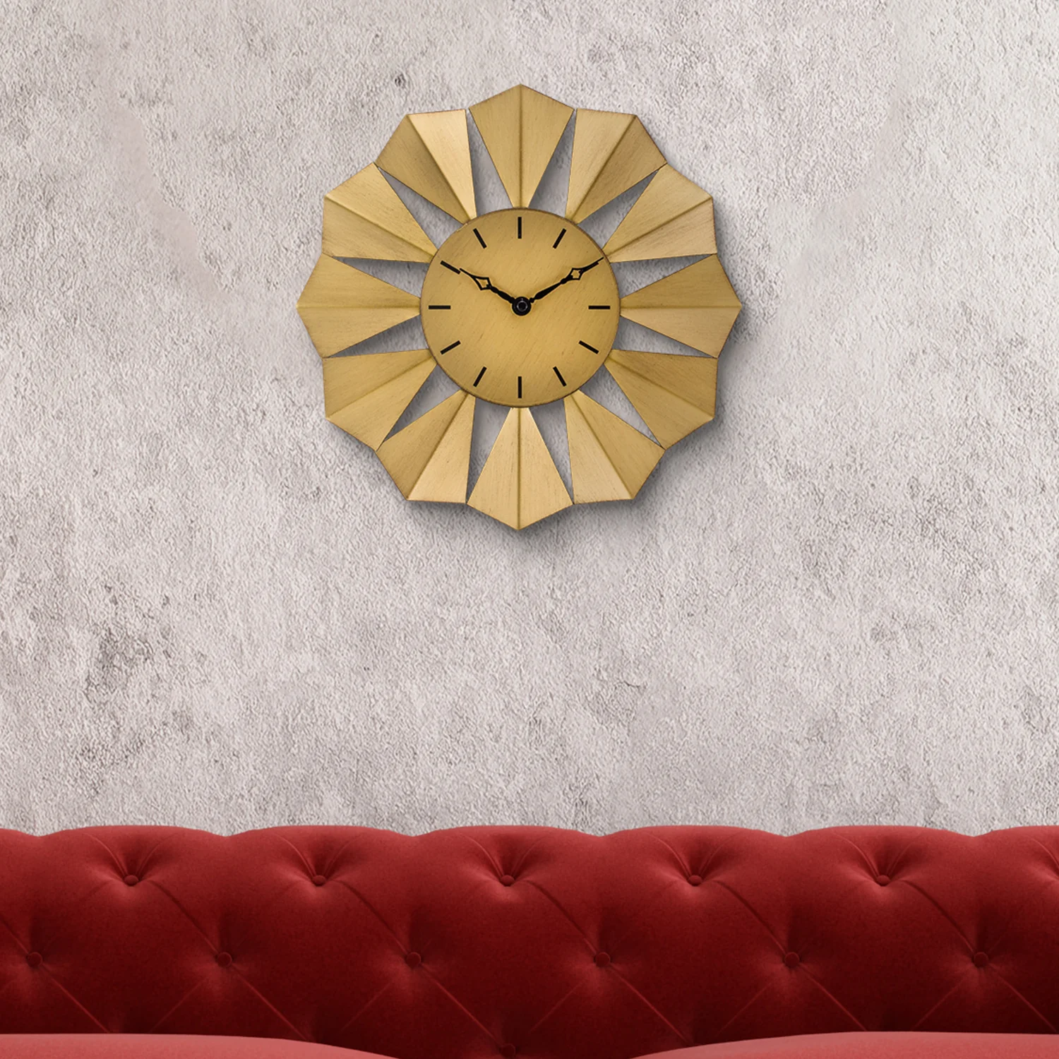 83230 13 inch Metal Gold Finish Clock - Image 4